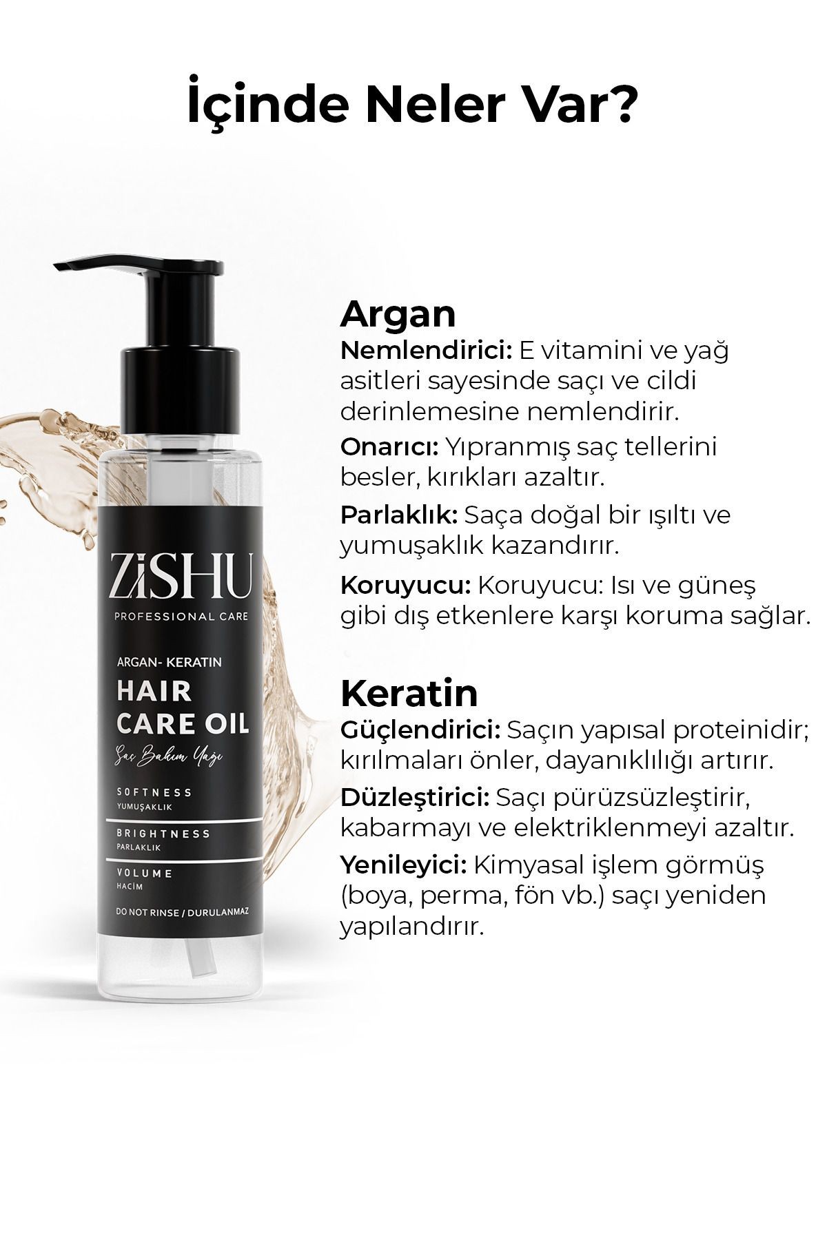 Argan Keratın Saç Bakım Yağı - 125 ml
