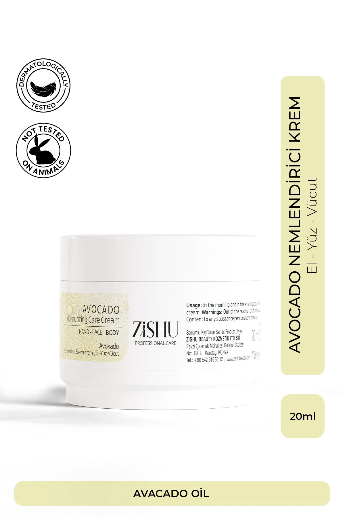 Avokado Nemlendirici El,yüz Ve Vücut Kremi 20 Ml