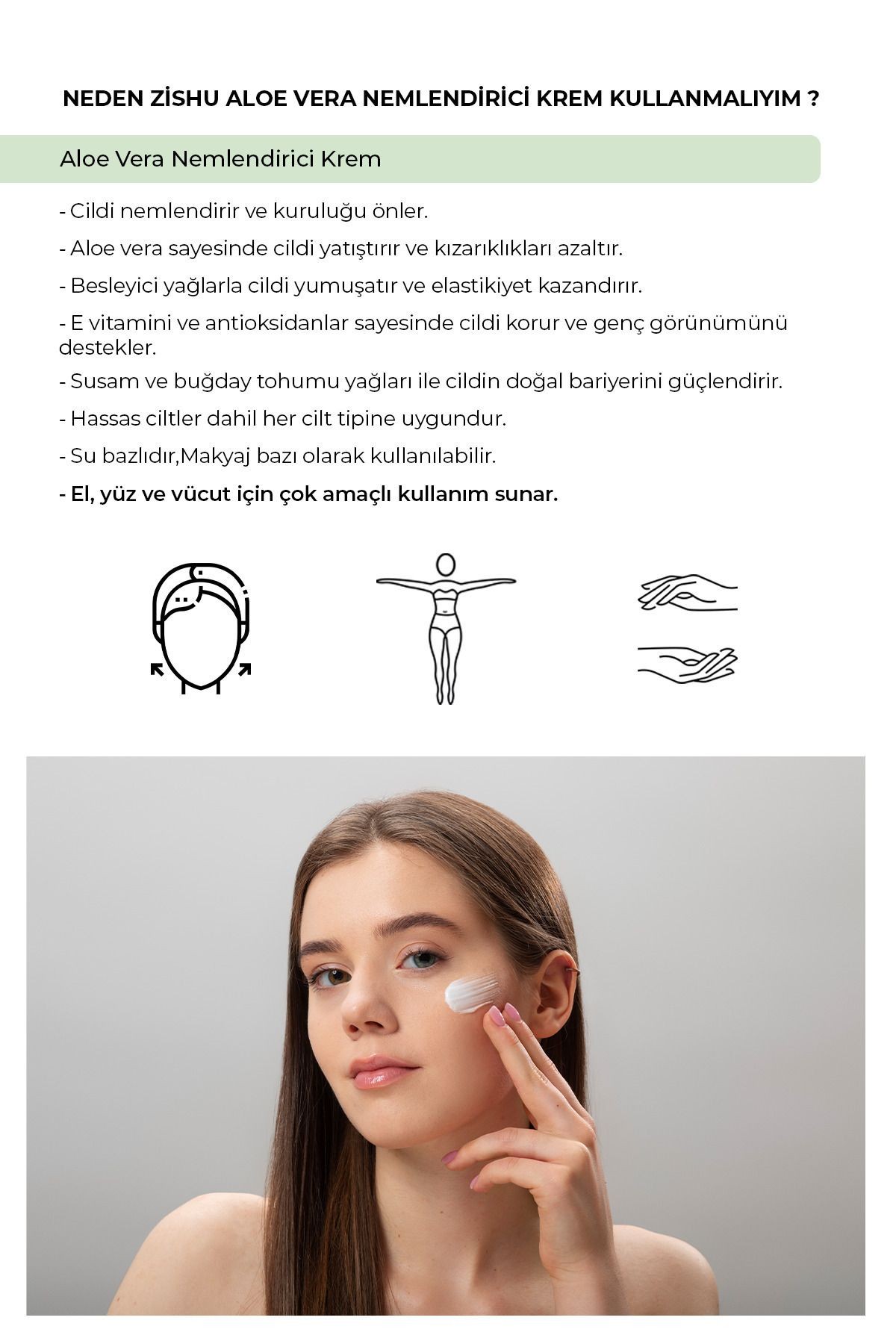 Aloe -vera Nemlendirici Krem - El ,yüz Ve Vücut - 175 ml