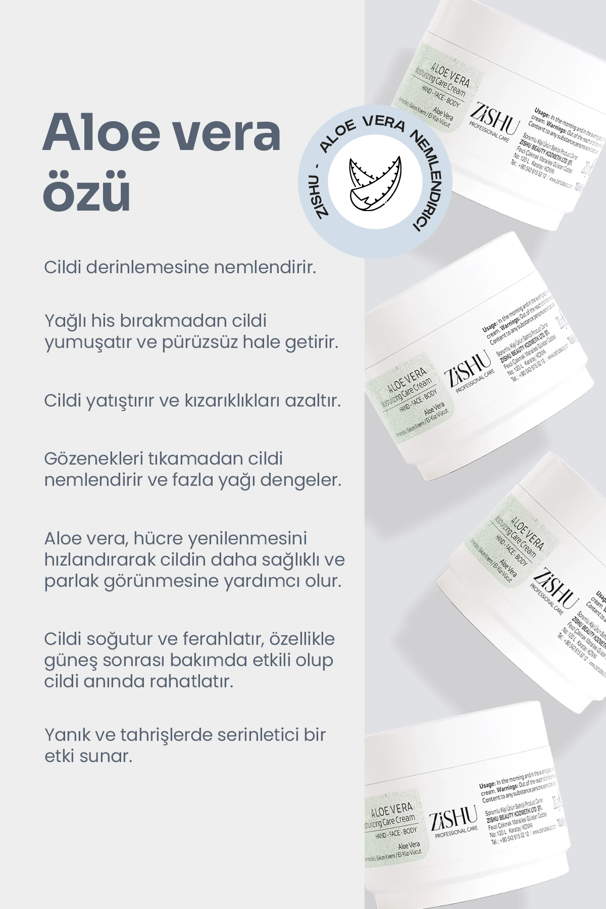 Aloe Vera Nemlendirici Krem – El, Yüz ve Vücut 20 ml 