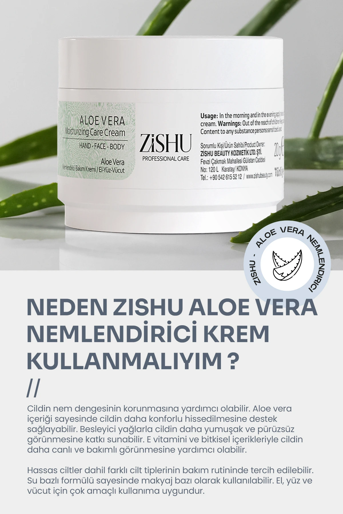 Aloe Vera Nemlendiric El,yz Ve Vcut Kremi 20 ml