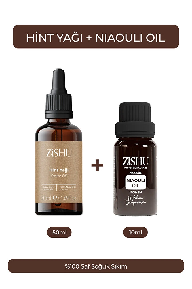 Doğal Hint Yağı 50 ml + Niaouli Yağı 10 ml – %100 Saf & Analizli İkili Set