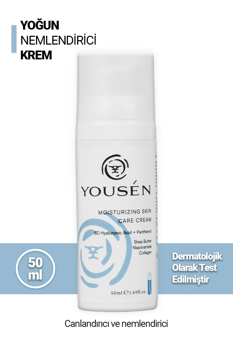 Donuk Ve Kuru Ciltler Için Yoğun Nemlendirici Yüz Kremi Hyaluronik Asit, Panthenol 50 ml