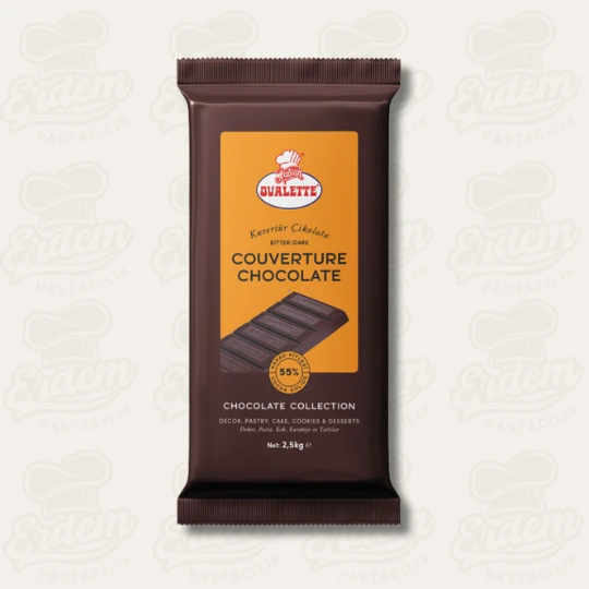 Ovalette %55 Bitter Blok Kuvertür Çikolata - 2.5 Kg