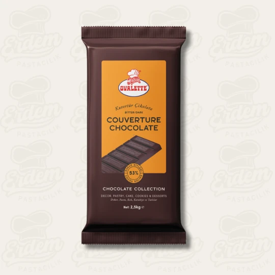 Ovalette %53 Bitter Blok Kuvertür Çikolata - 2.5 Kg
