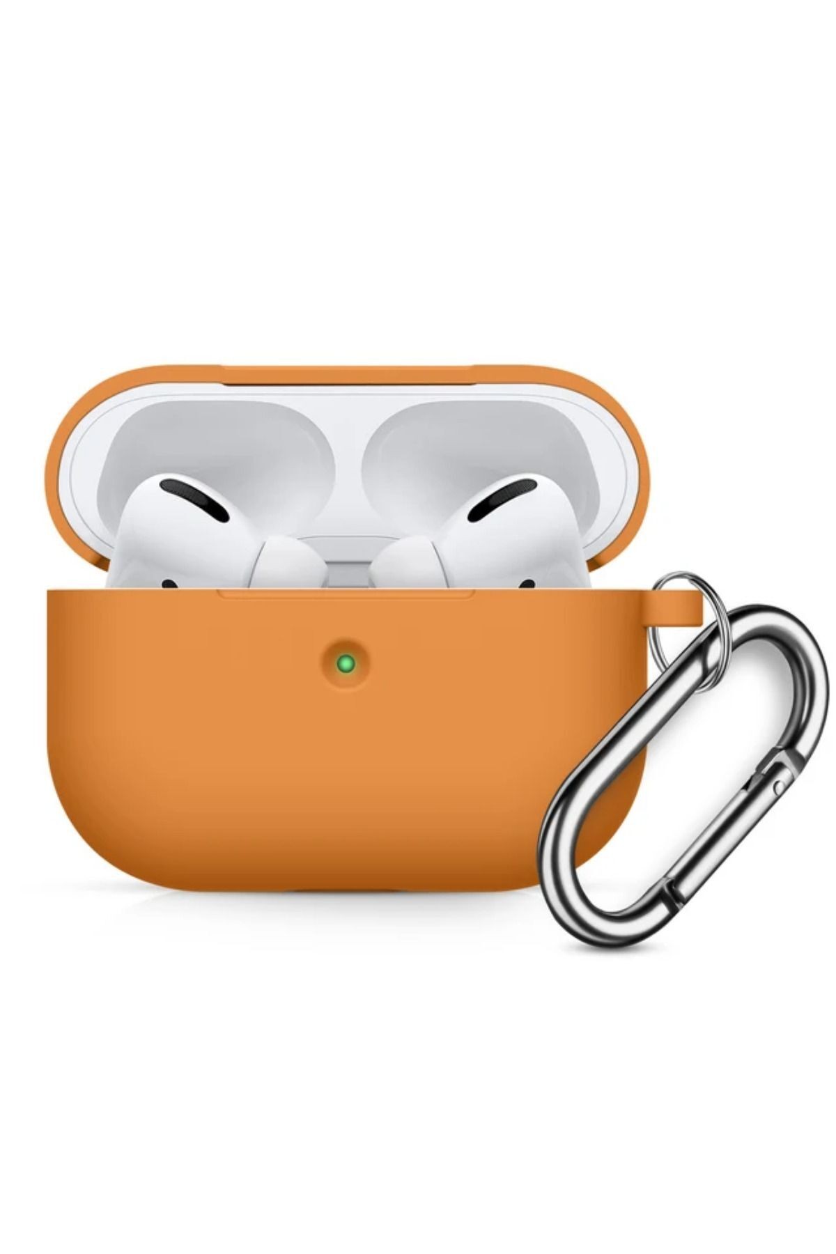 Airpods Pro ve 2. Nesil Pro ile Uyumlu Kancalı Premium Class Kılıf - Turuncu