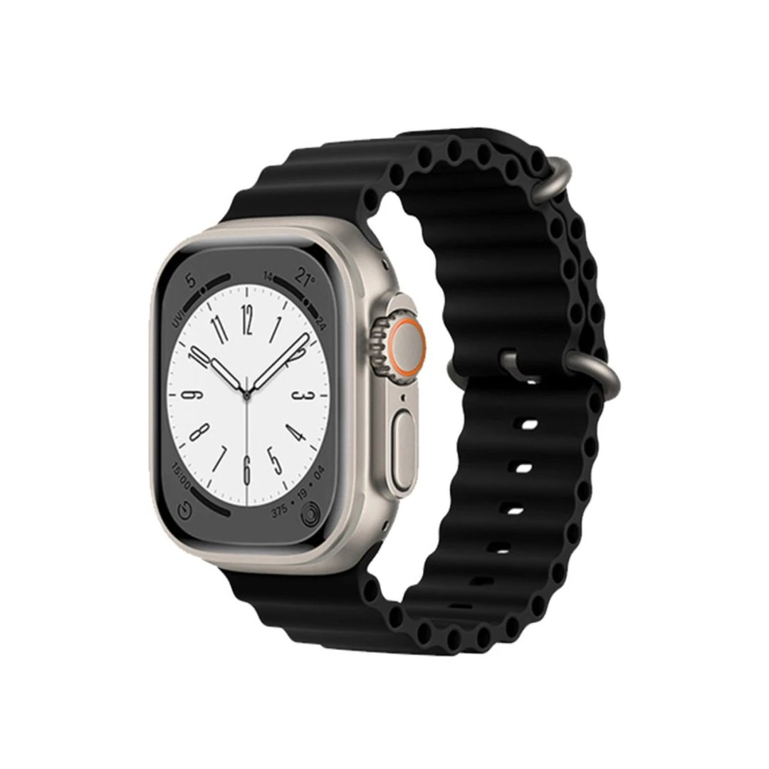 Kamera Korumalı Premium Class Kılıf - Apple Watch Siyah Kordon SET