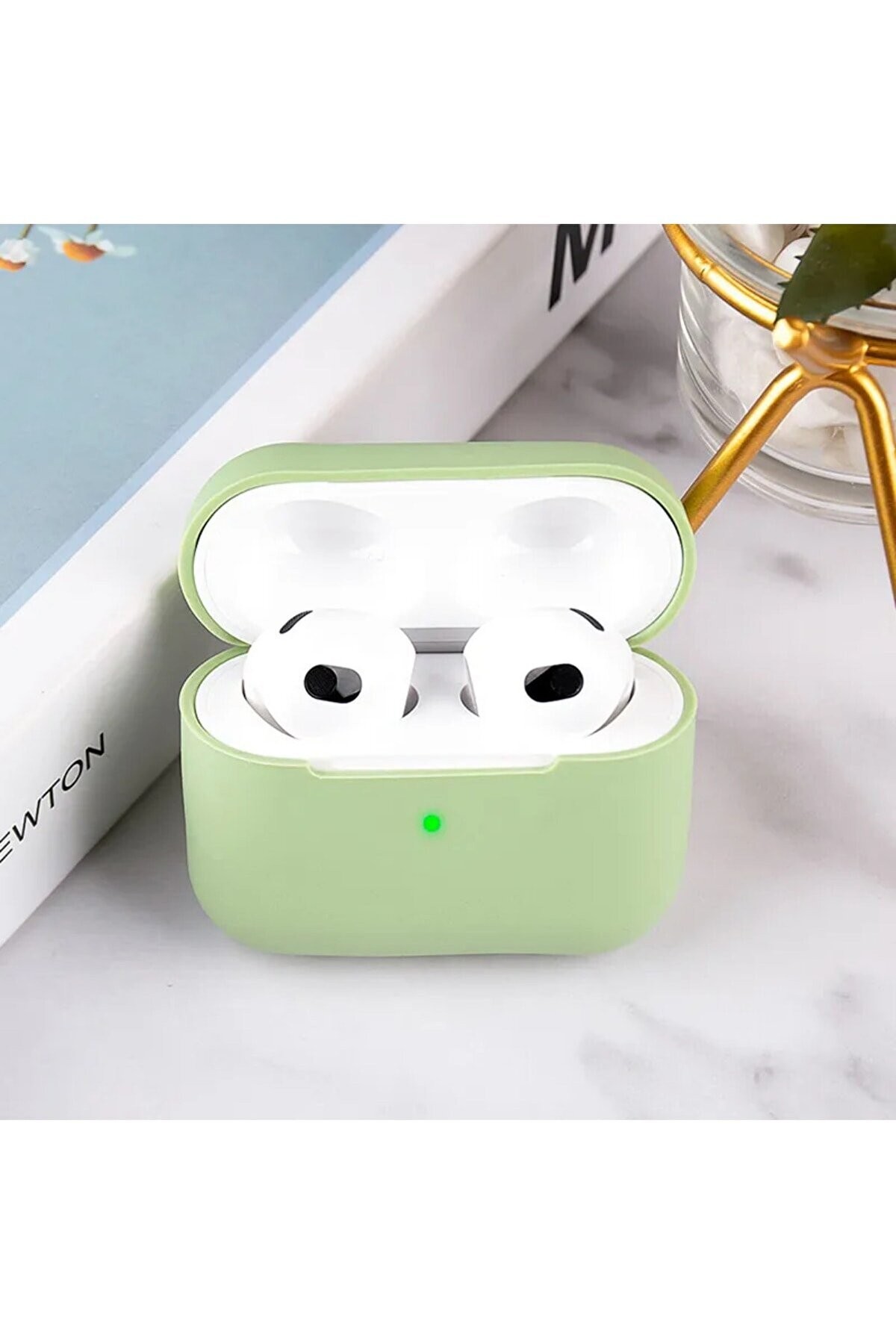 Airpods 3. Nesil ile Uyumlu Kancalı Premium Class Kılıf - Fıstık Yeşil