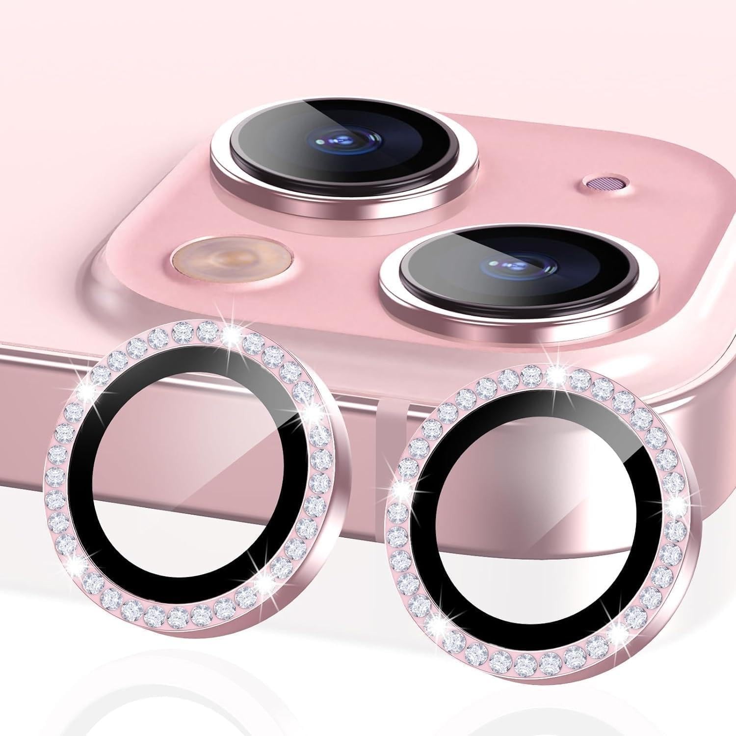 Taşlı Safir Lens Koruyucu - Kumpembe