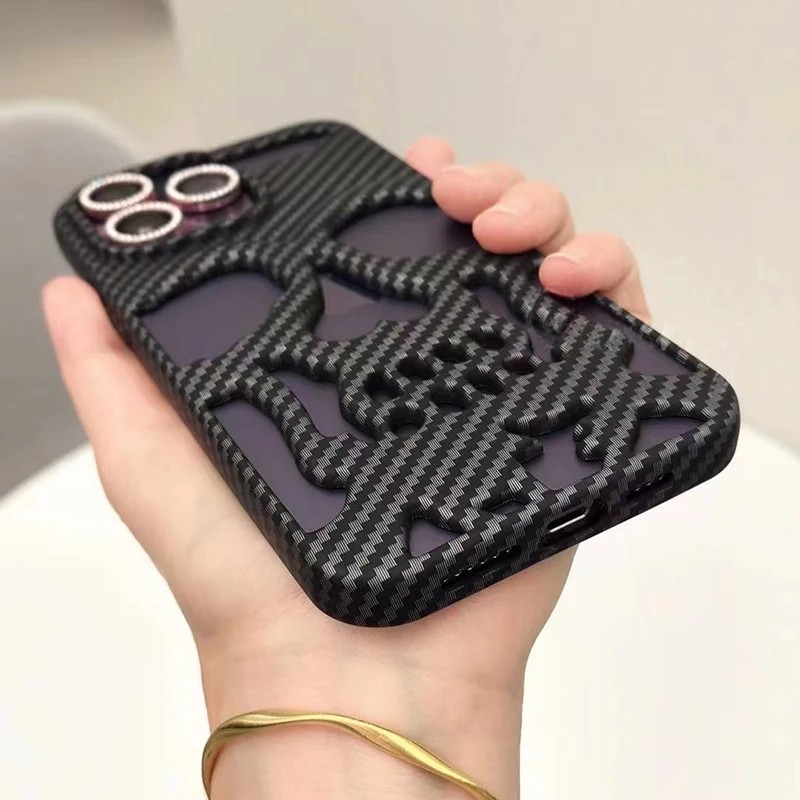 iPhone Premium Carbon Skull Kılıf