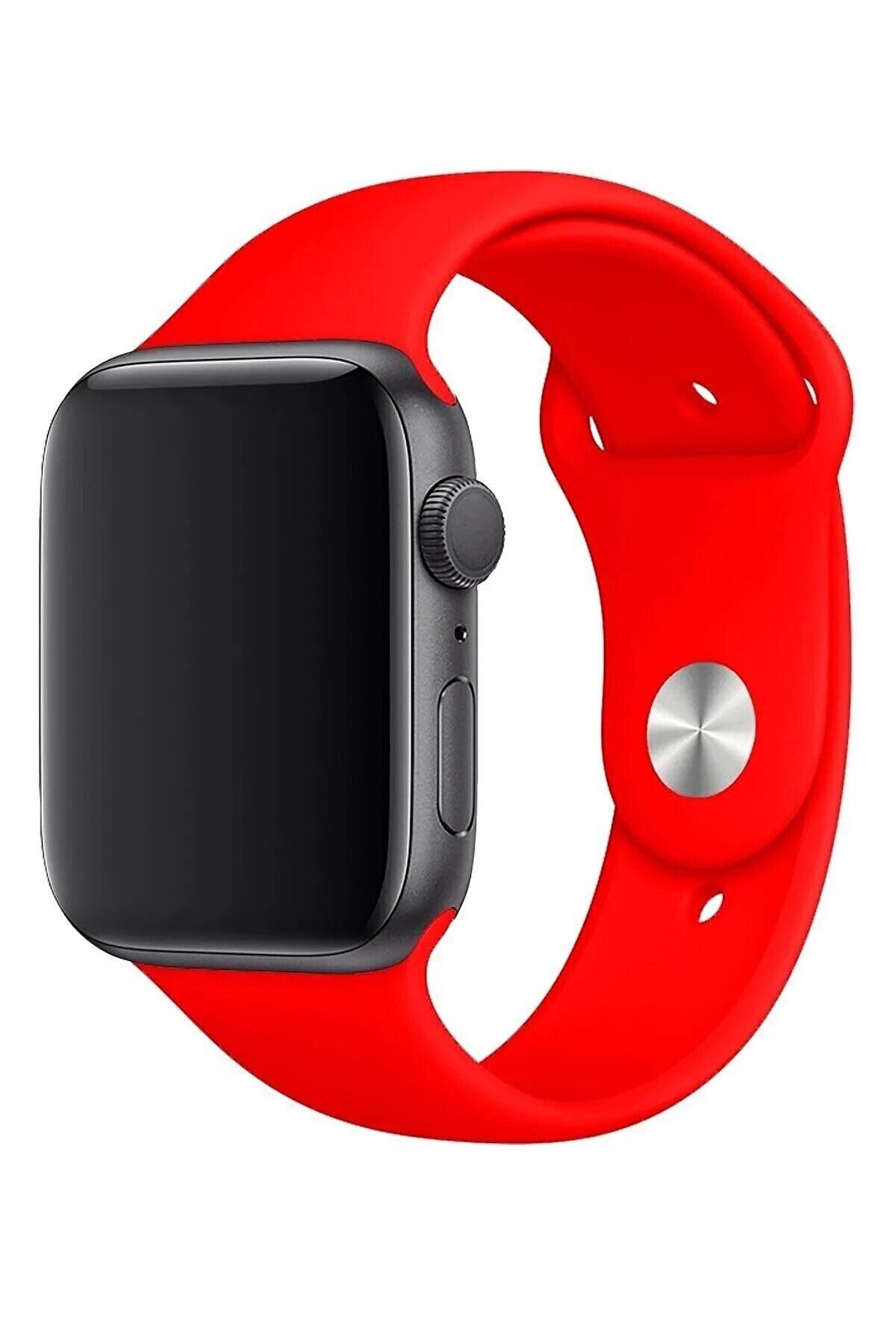 Apple Watch ( 1-2-3-4-5-6-7-8-SE) ile Uyumlu Silikon Kordon - Product Red