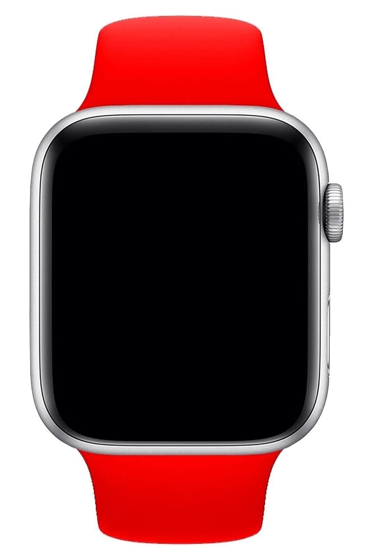 Apple Watch ( 1-2-3-4-5-6-7-8-SE) ile Uyumlu Silikon Kordon - Product Red