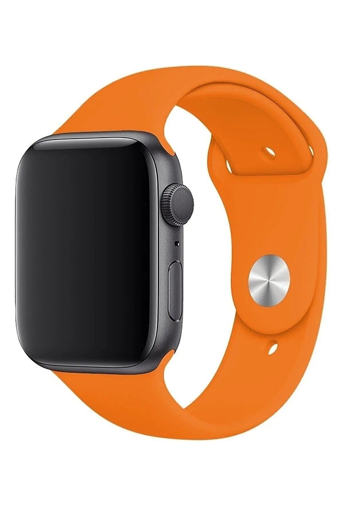 Apple Watch ( 1-2-3-4-5-6-7-8-SE) ile Uyumlu Silikon Kordon - Orange