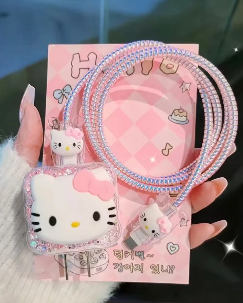 Iphone Yeni Nesil 18 / 20 W Şarj Cihazı Uyumlu Şarj Koruma Seti - Hello Kitty Simli