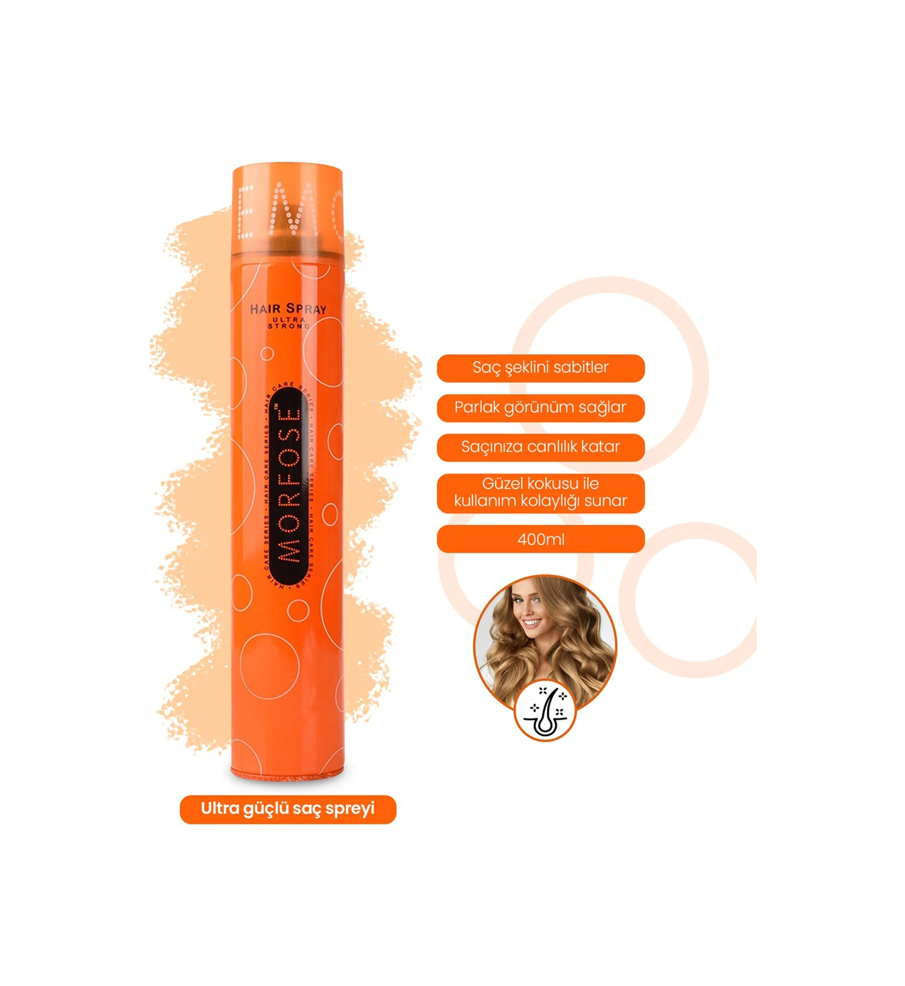 Saç Spreyi Ultra Strong Turuncu 400ml