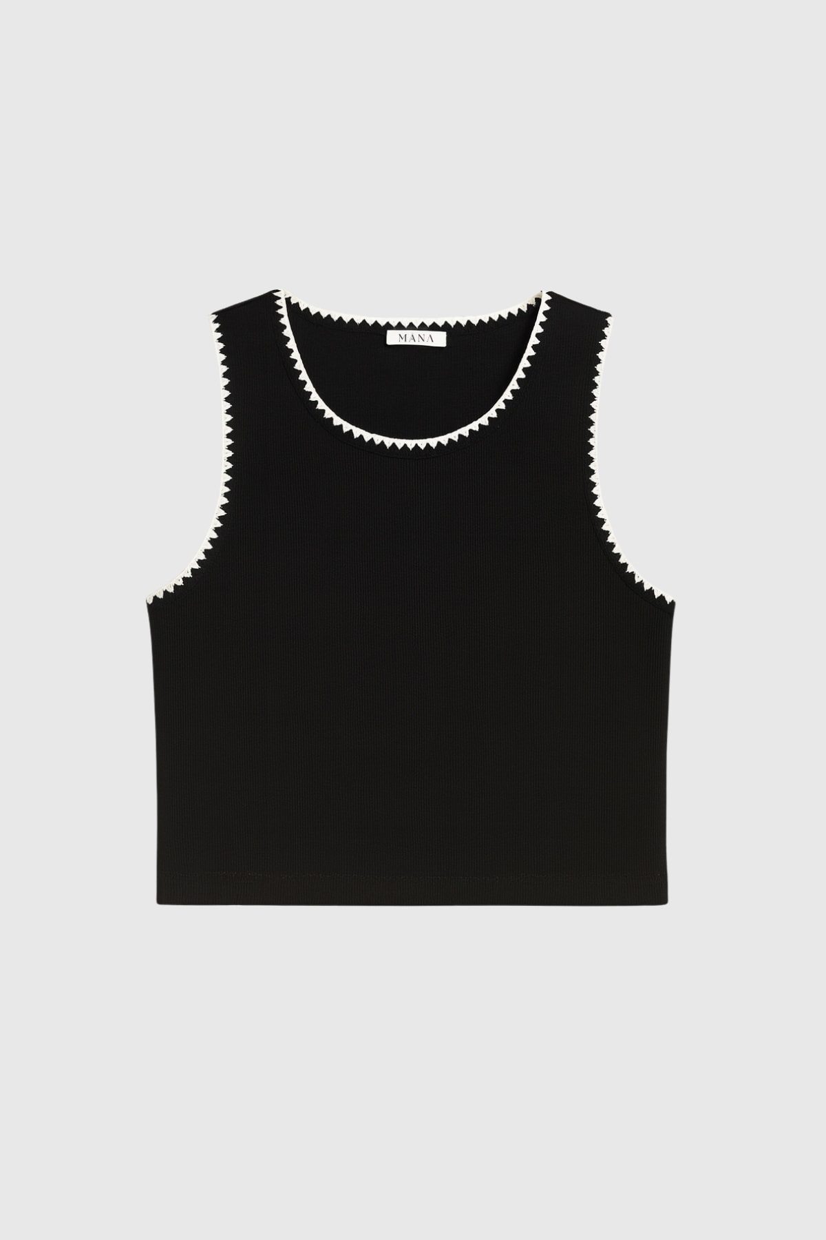 PAMUKLU HALTER YAKA KROŞETA CROP - SİYAH