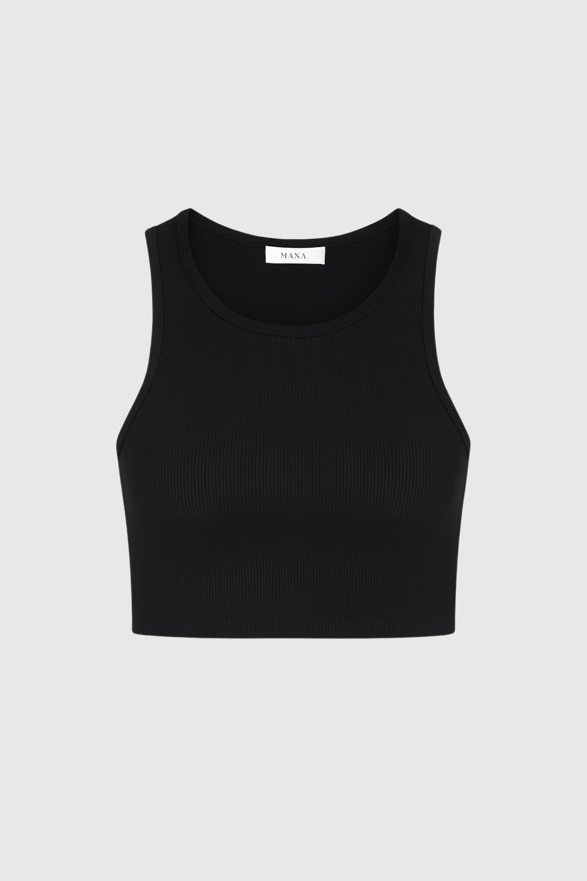HALTER YAKA PAMUKLU CROP - SİYAH