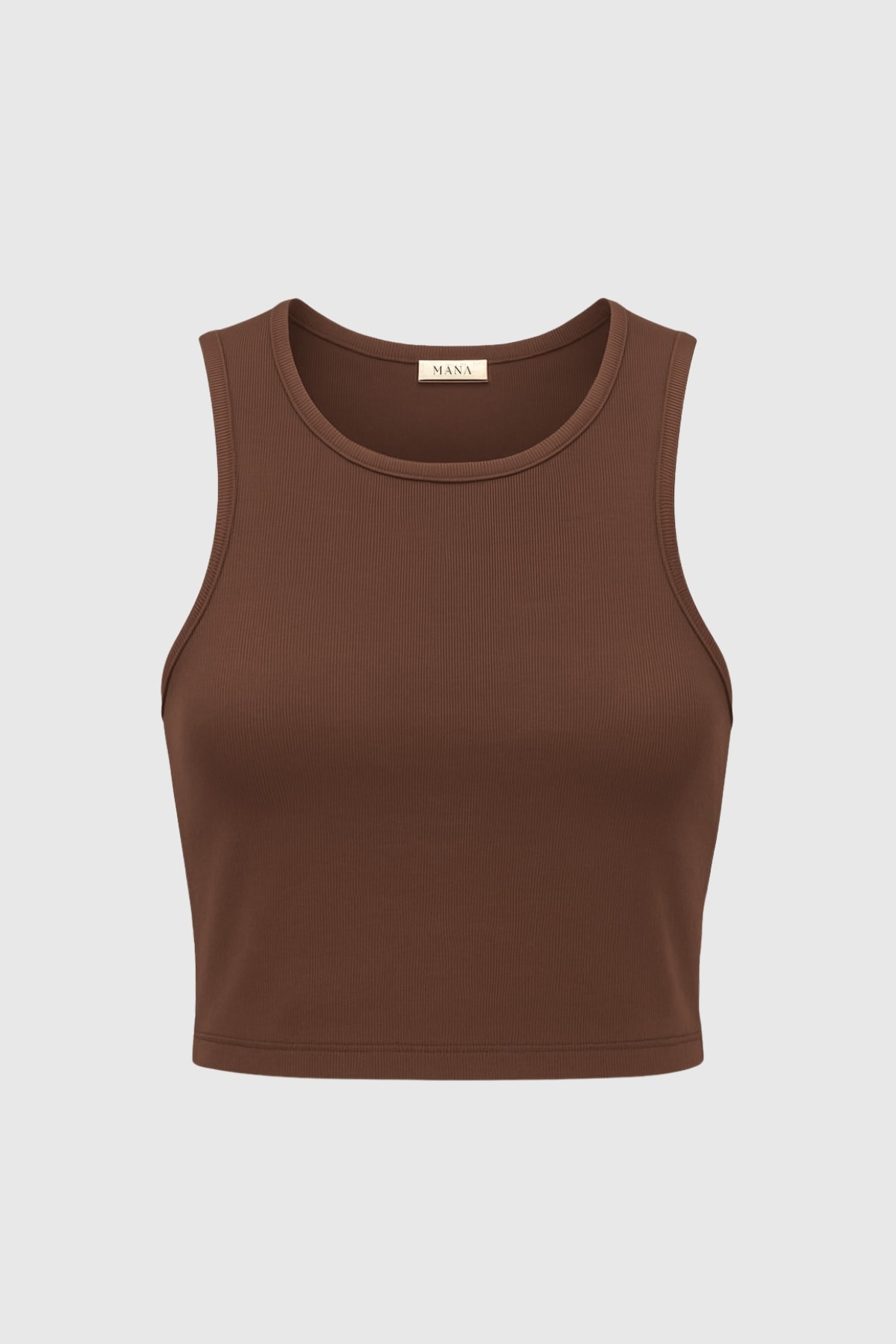 HALTER YAKA PAMUKLU CROP - kahve