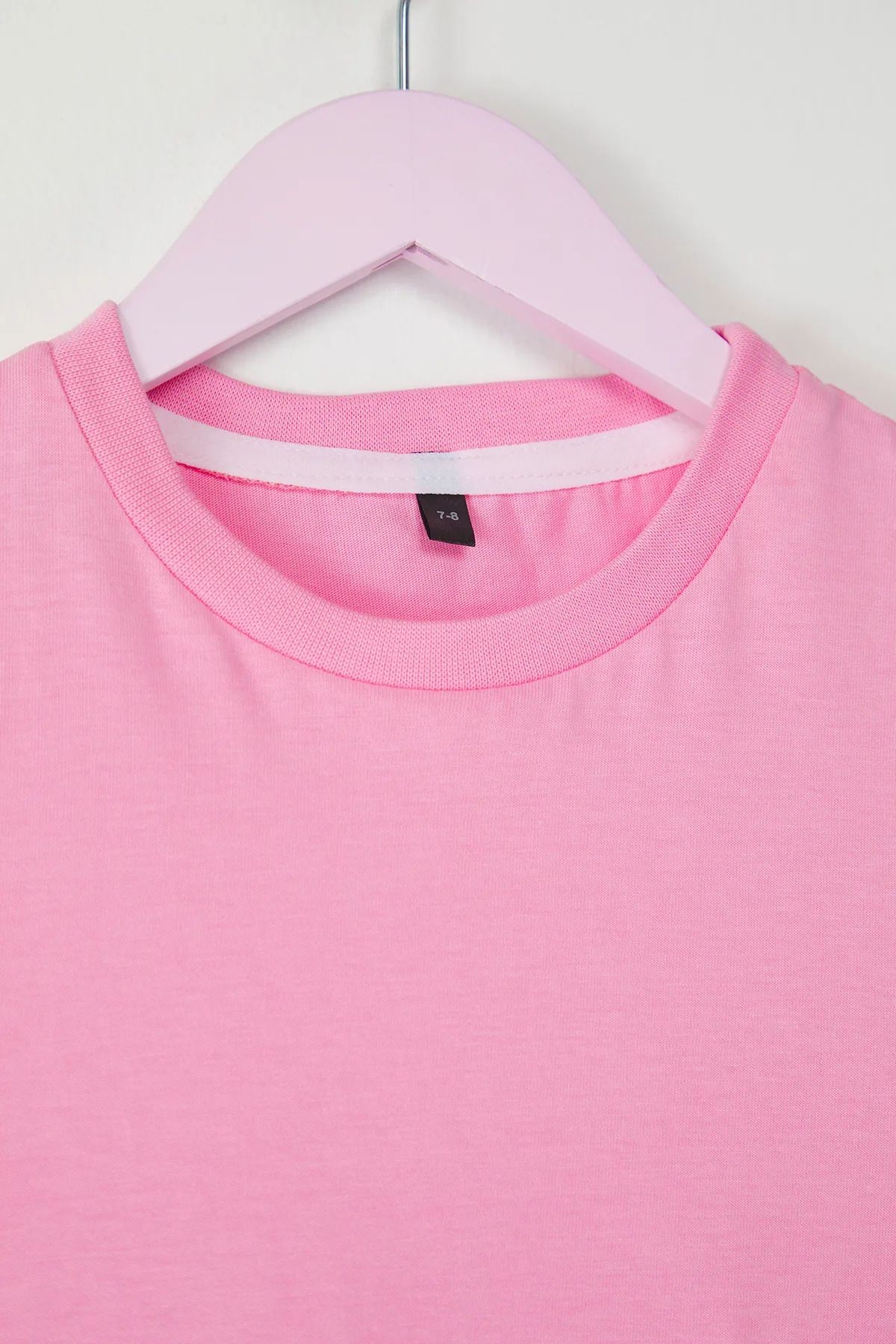 Çocuk Bisiklet Yaka Basic Düz T-Shirt %100 Pamuk