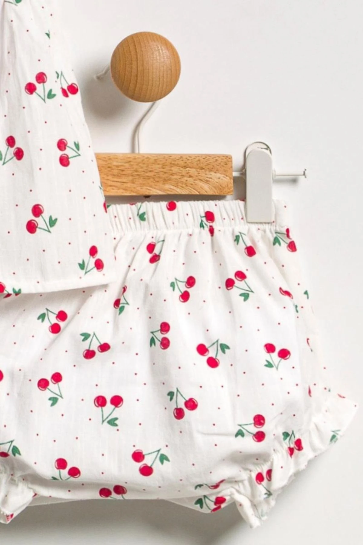 Kız Çocuk Kiraz Desenli Gömlek Şort 2'li Takım