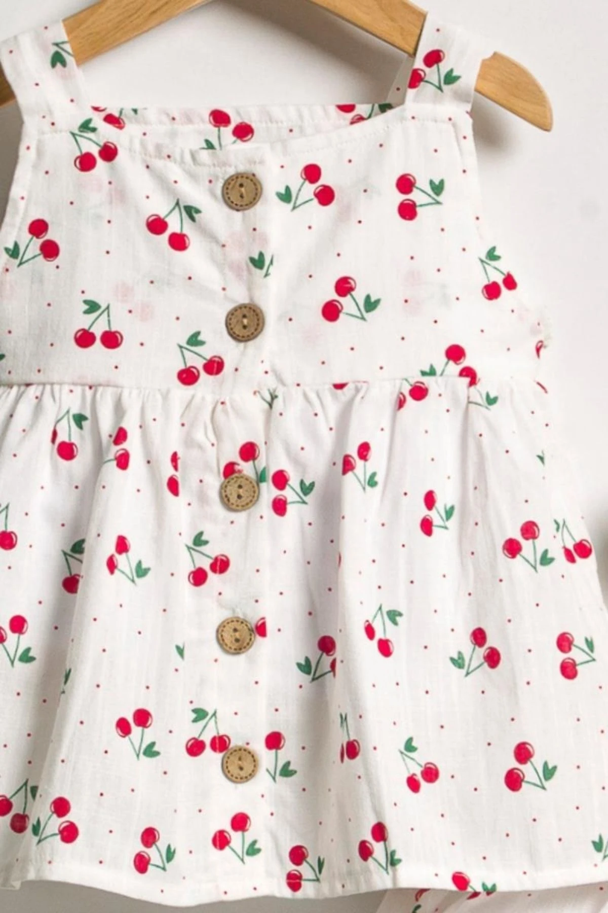 Kız Çocuk Kiraz Desenli Gömlek Şort 2'li Takım