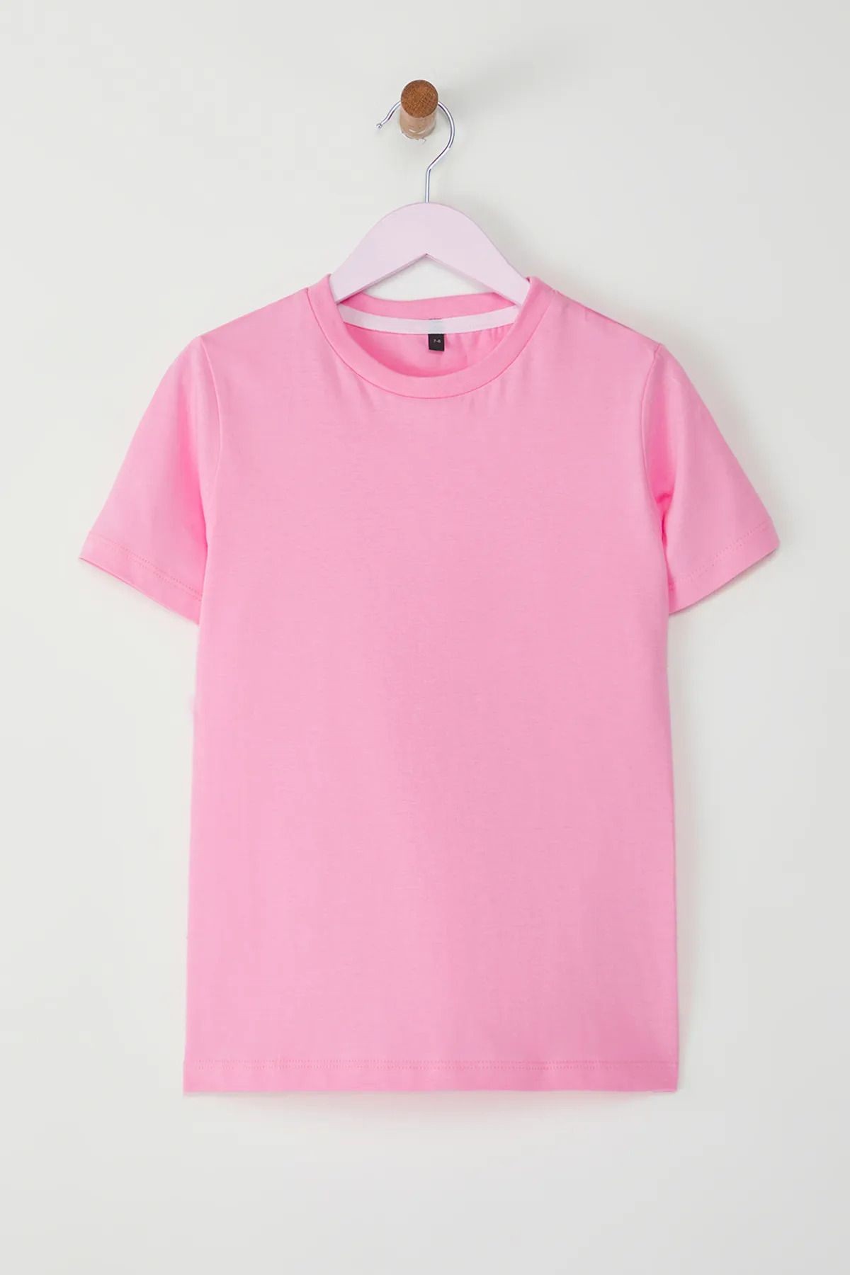 Çocuk Bisiklet Yaka Basic Düz T-Shirt %100 Pamuk