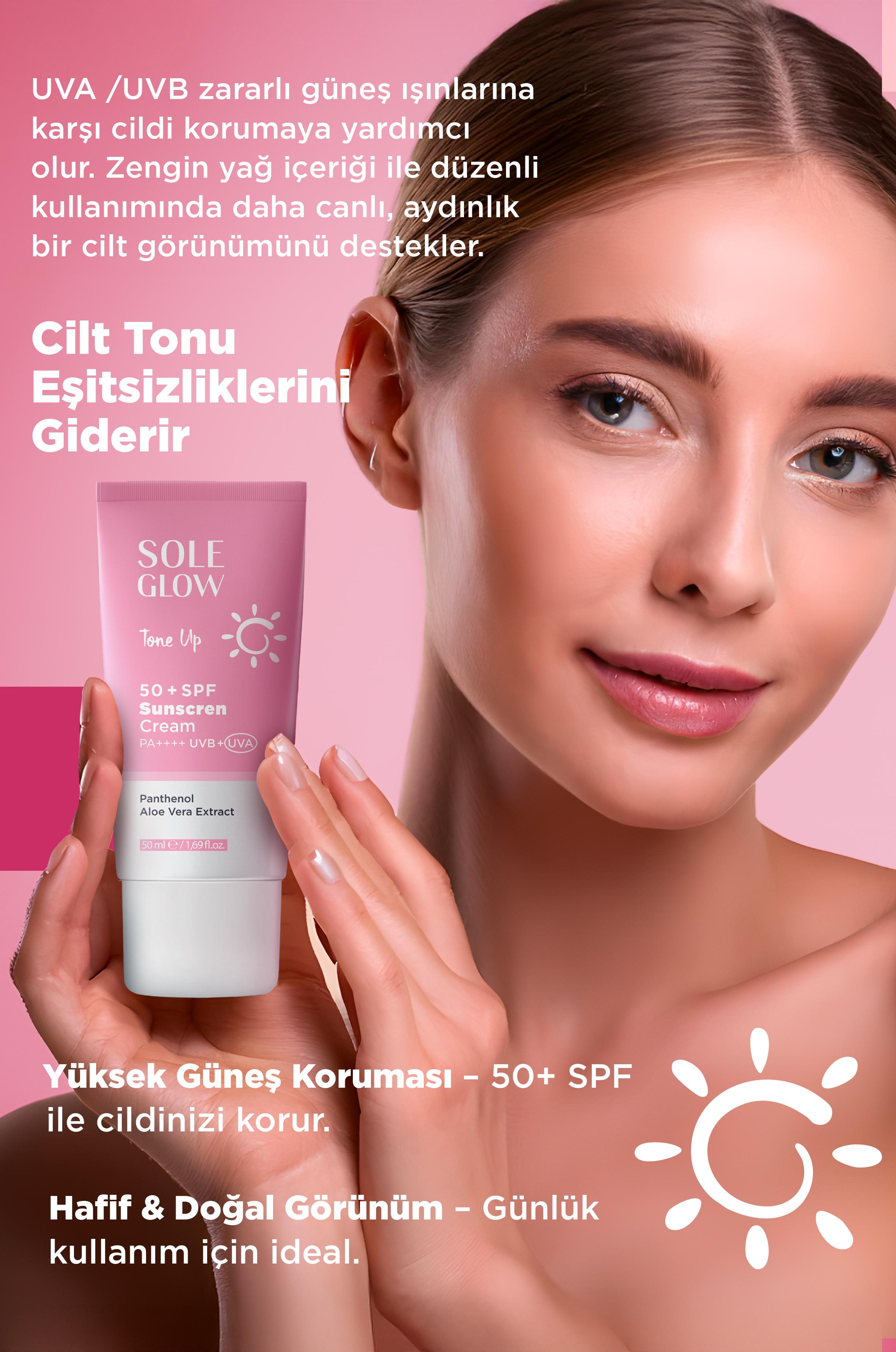 Pink Sun Cream SPF50+ 50ml | Ton Eşitleyici & Aydınlatıcı Yüz Güneş Kremi