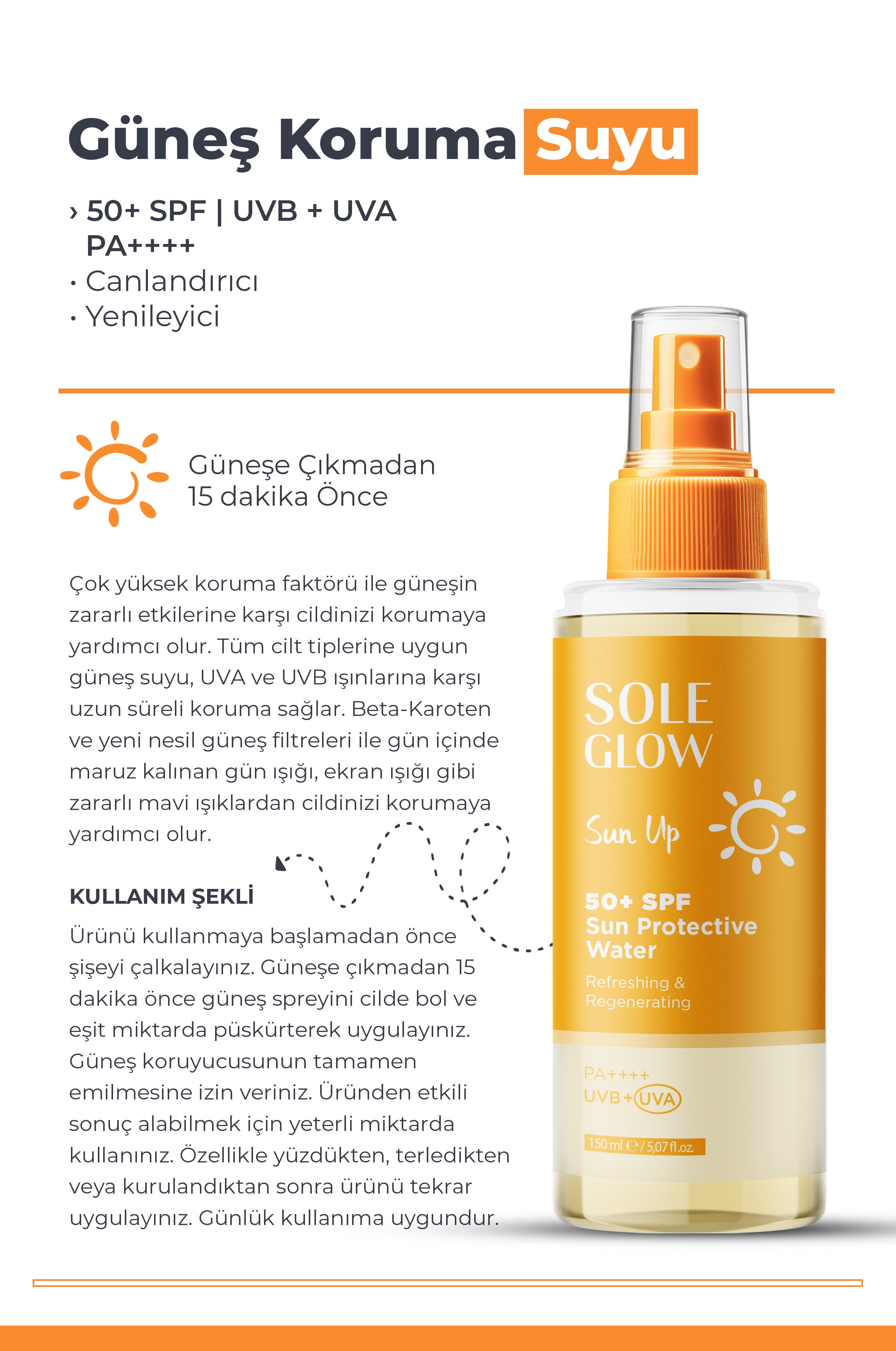 Two Phase Sun Spray SPF50 150ml | İki Fazlı Güneş Koruyucu Su | Canlandırıcı & Yenileyici