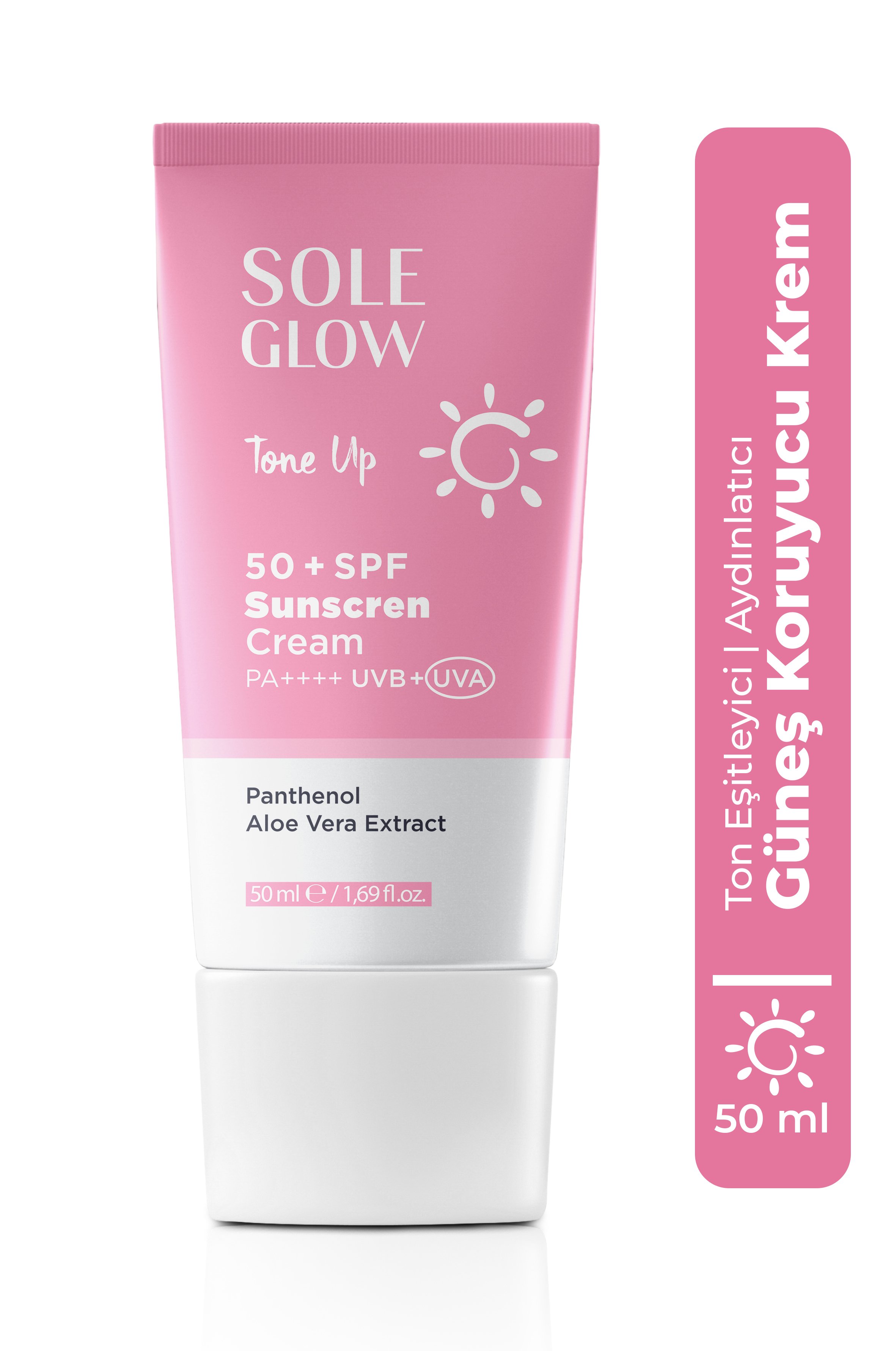 Pink Sun Cream SPF50+ 50ml | Ton Eşitleyici & Aydınlatıcı Yüz Güneş Kremi