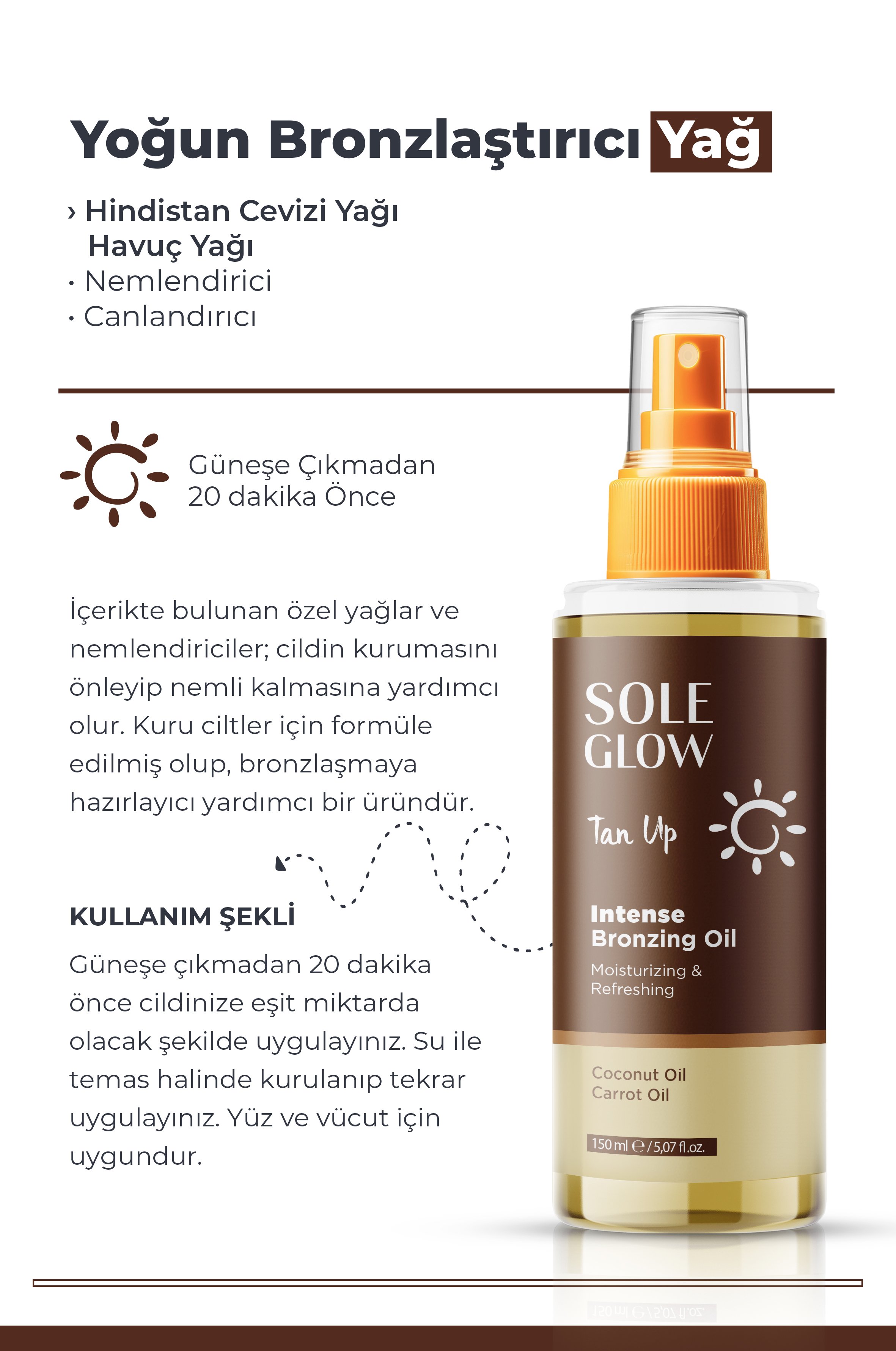 Intense Bronzing Oil 150ml | Yoğun Bronzlaştırıcı Yağ | Nemlendirici & Canlandırıcı