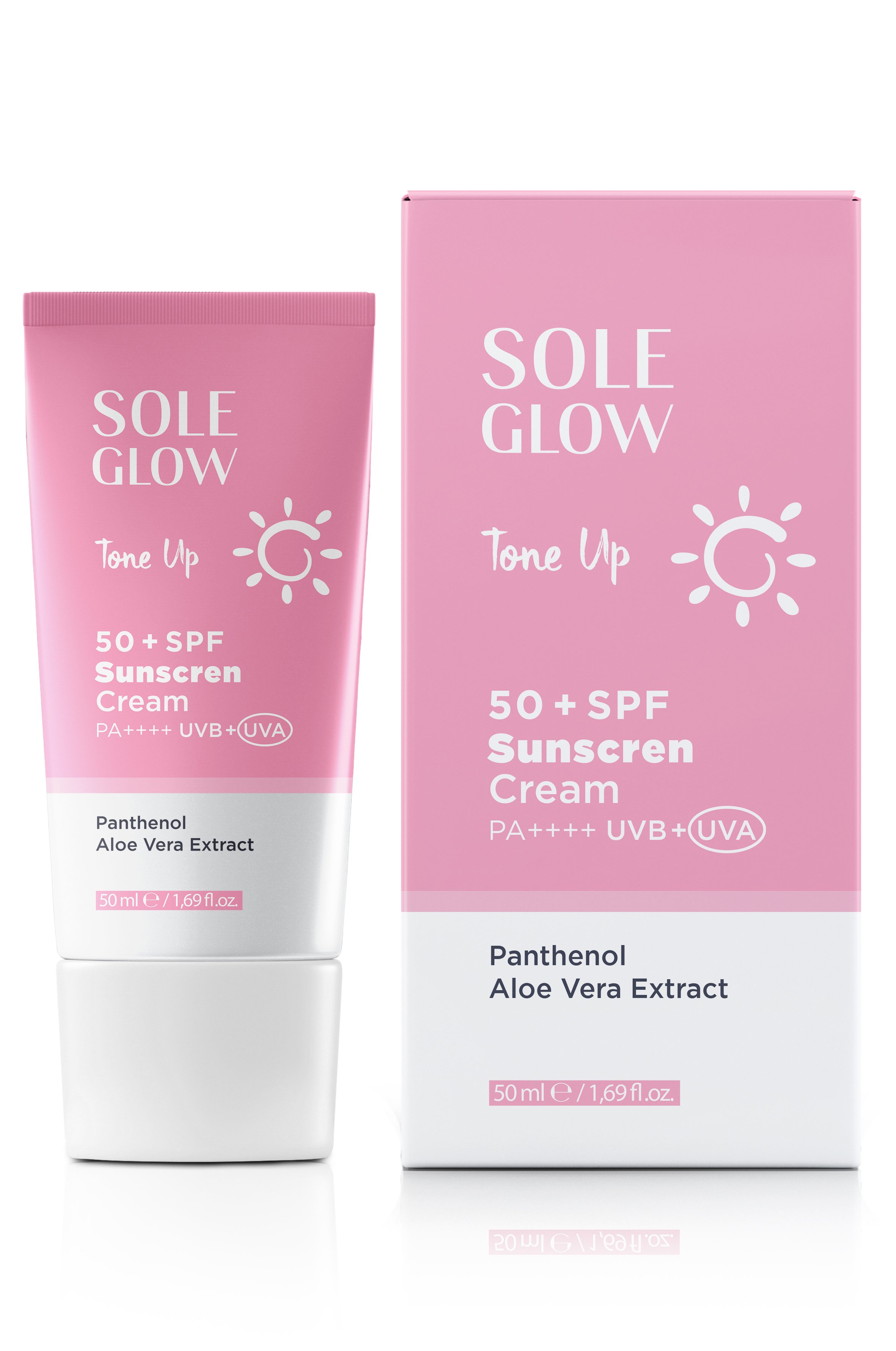 Pink Sun Cream SPF50+ 50ml | Ton Eşitleyici & Aydınlatıcı Yüz Güneş Kremi