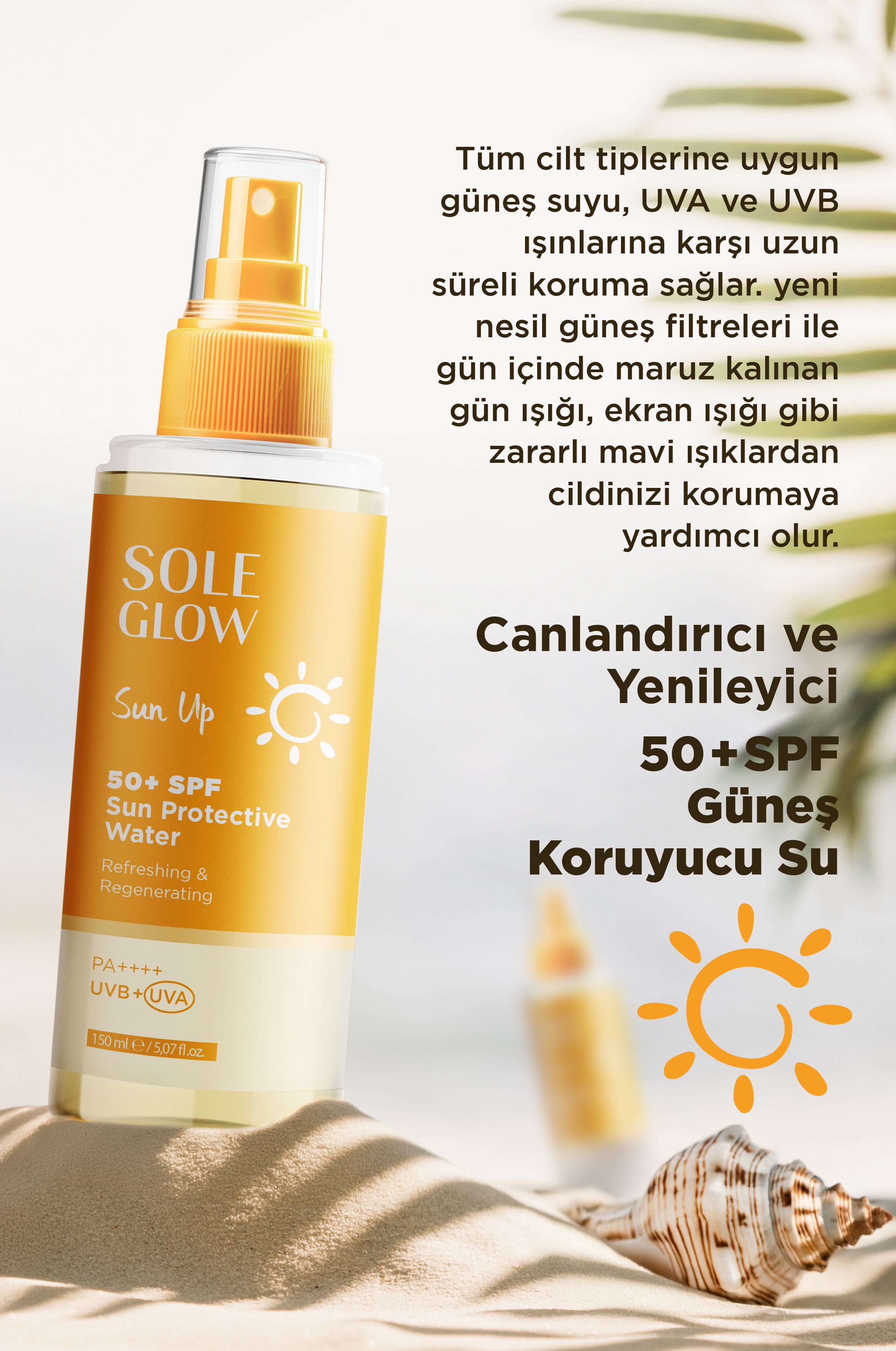 Two Phase Sun Spray SPF50 150ml | İki Fazlı Güneş Koruyucu Su | Canlandırıcı & Yenileyici