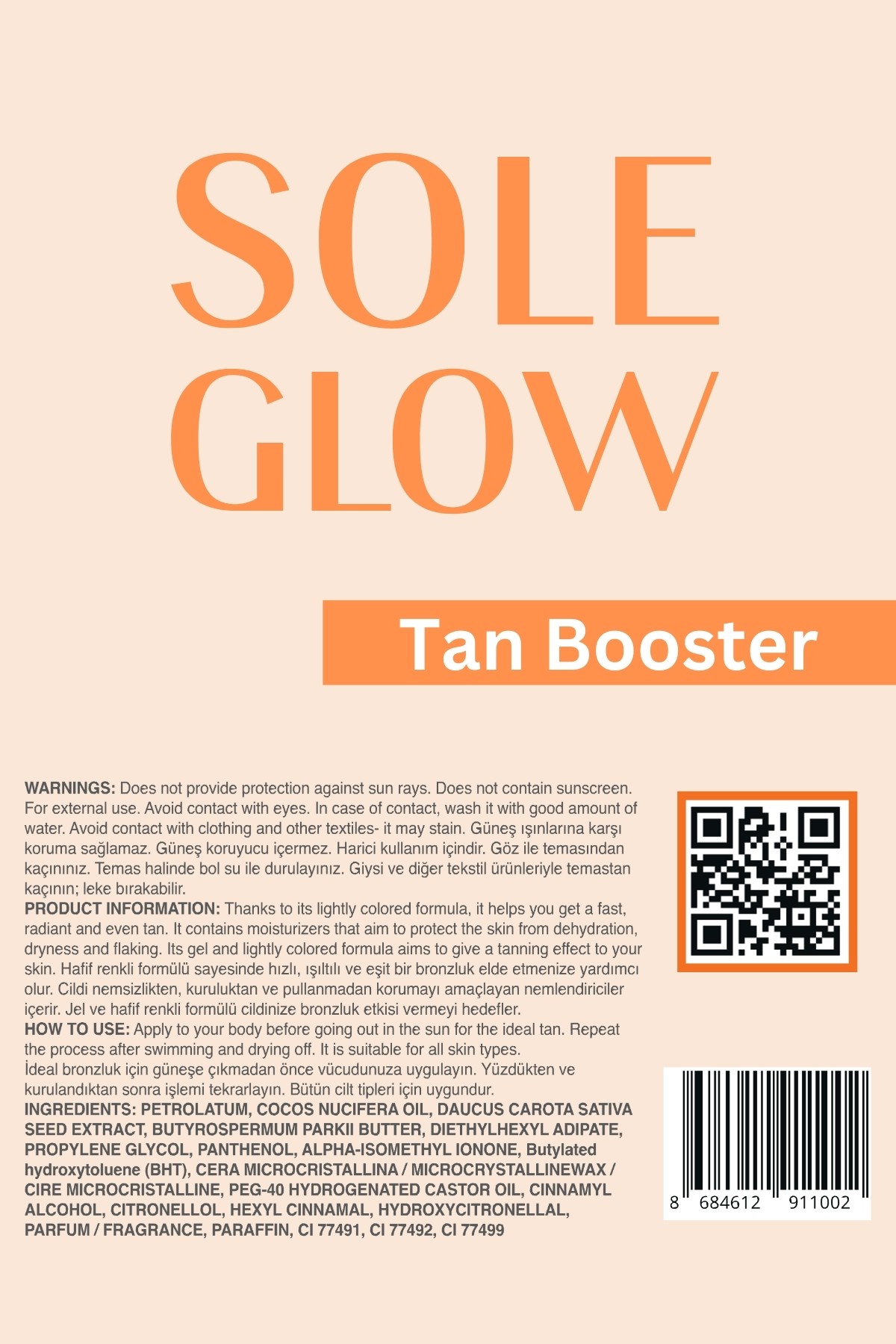 Tan Booster Tinded Jelly | Yoğun Bronzlaştırıcı SPF'siz Güneş Jeli | 150ml | Paraben Içermez