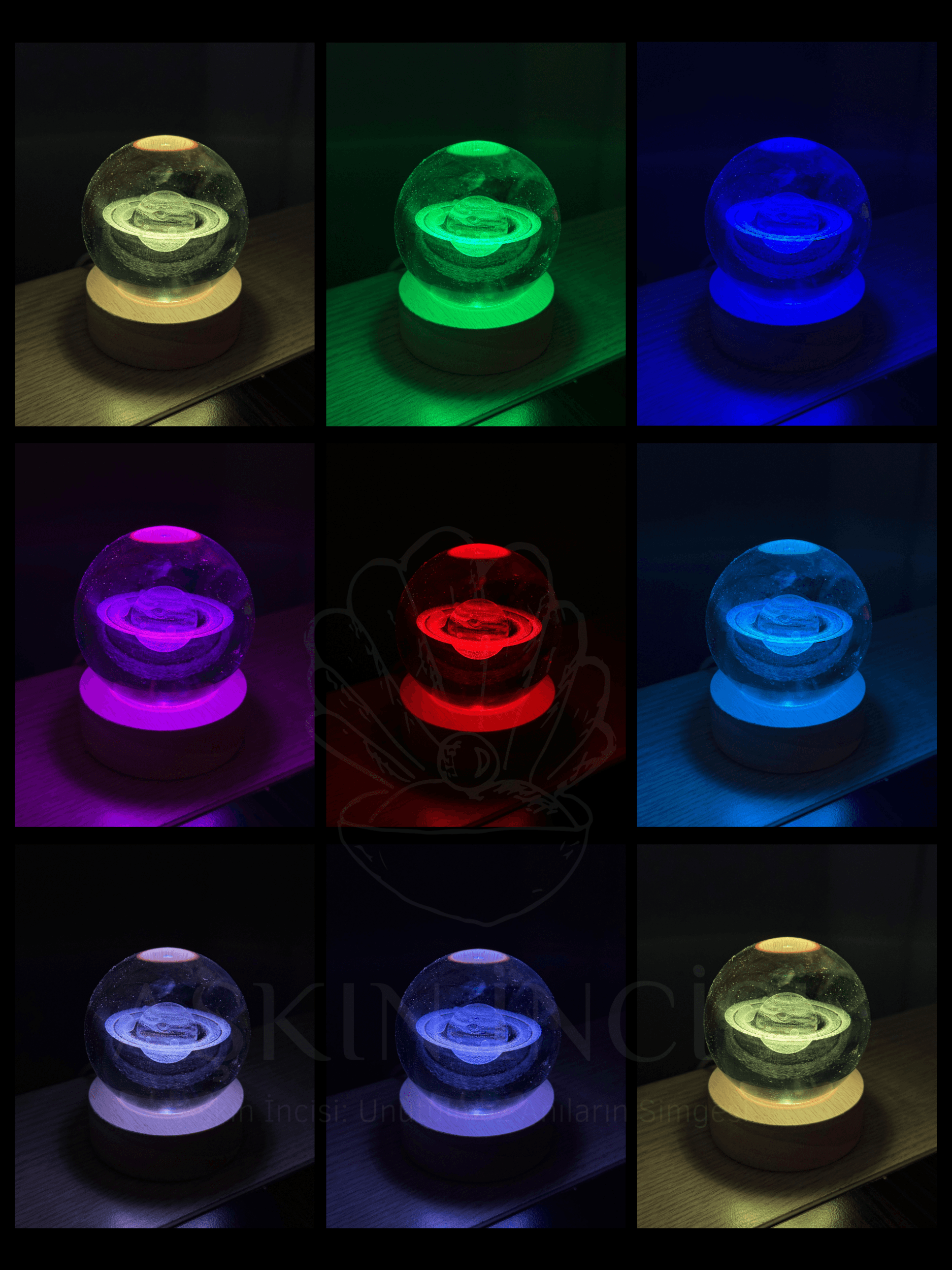 Renk Değiştiren RGB Led Işıklı Samanyolu Kristal Cam Kar Küresi Sevgiliye Hediye