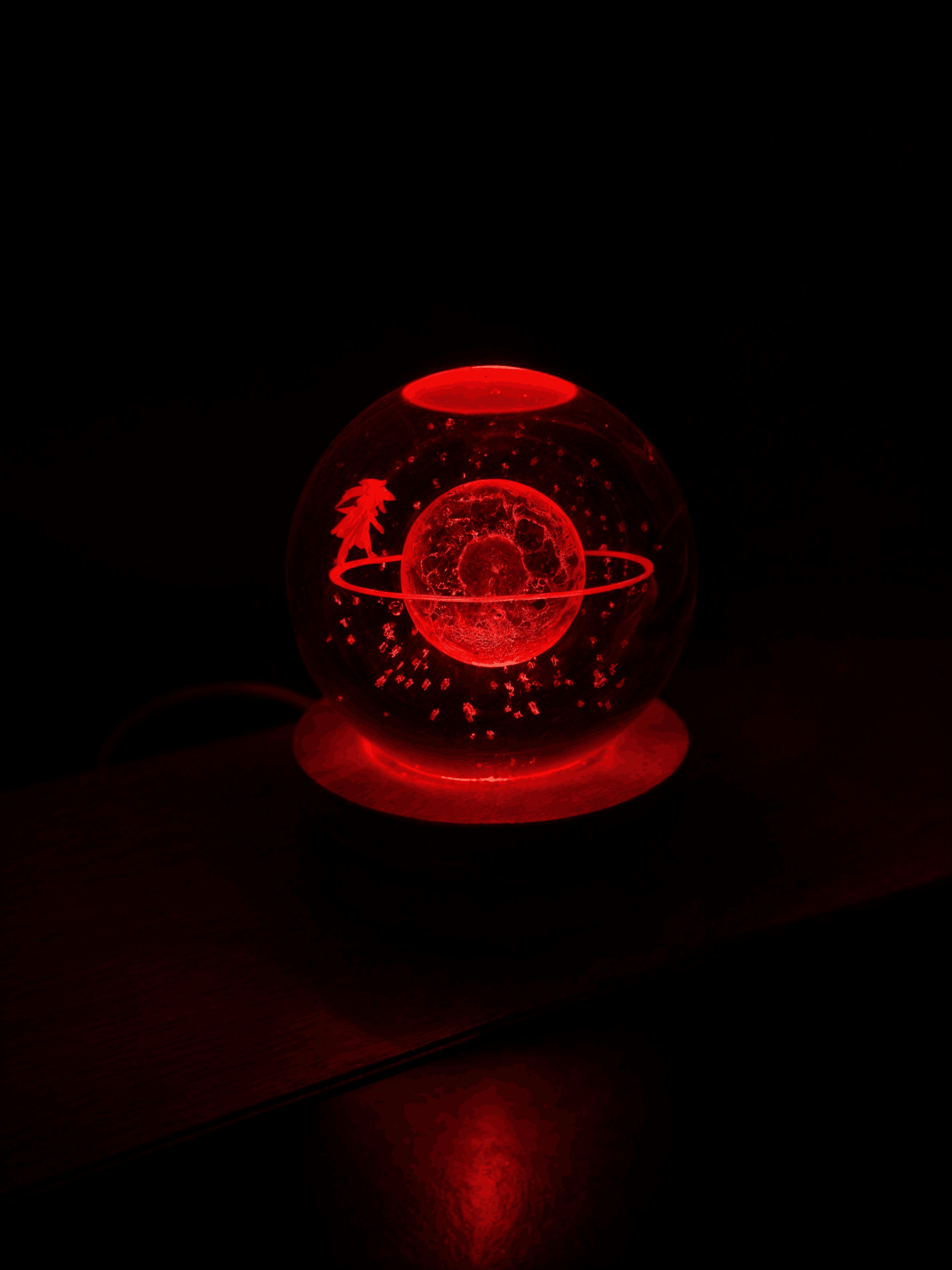 Renk Değiştiren RGB Led Işıklı Satürn Kız Cam Kar Küresi Kristal Gezegen Küre Sevgiliye Hediye