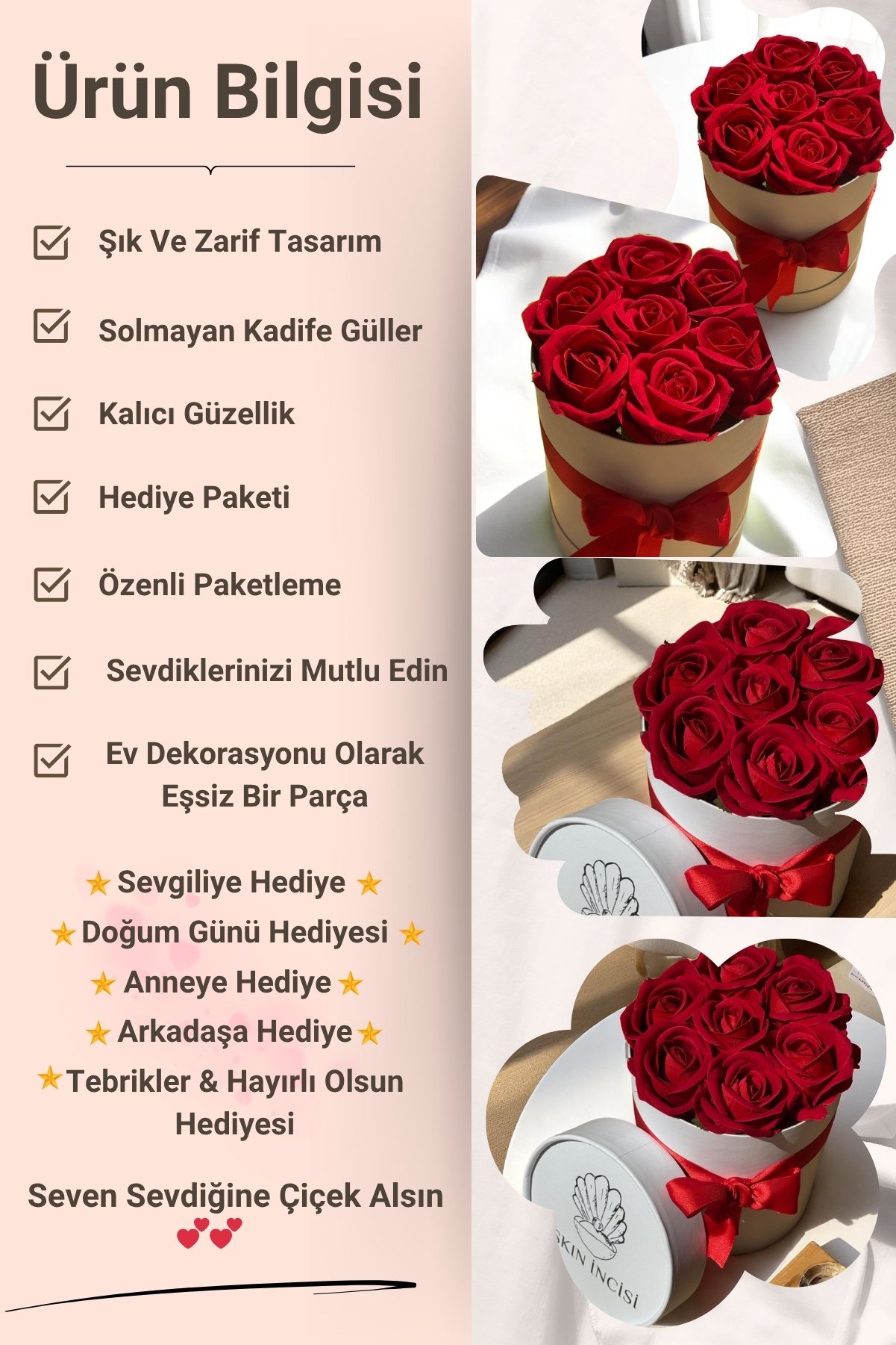 Solmayan Çiçek Buketi Kırmızı Sevgiliye Anneye Arkadaşa Doğum Günü Hediyesi