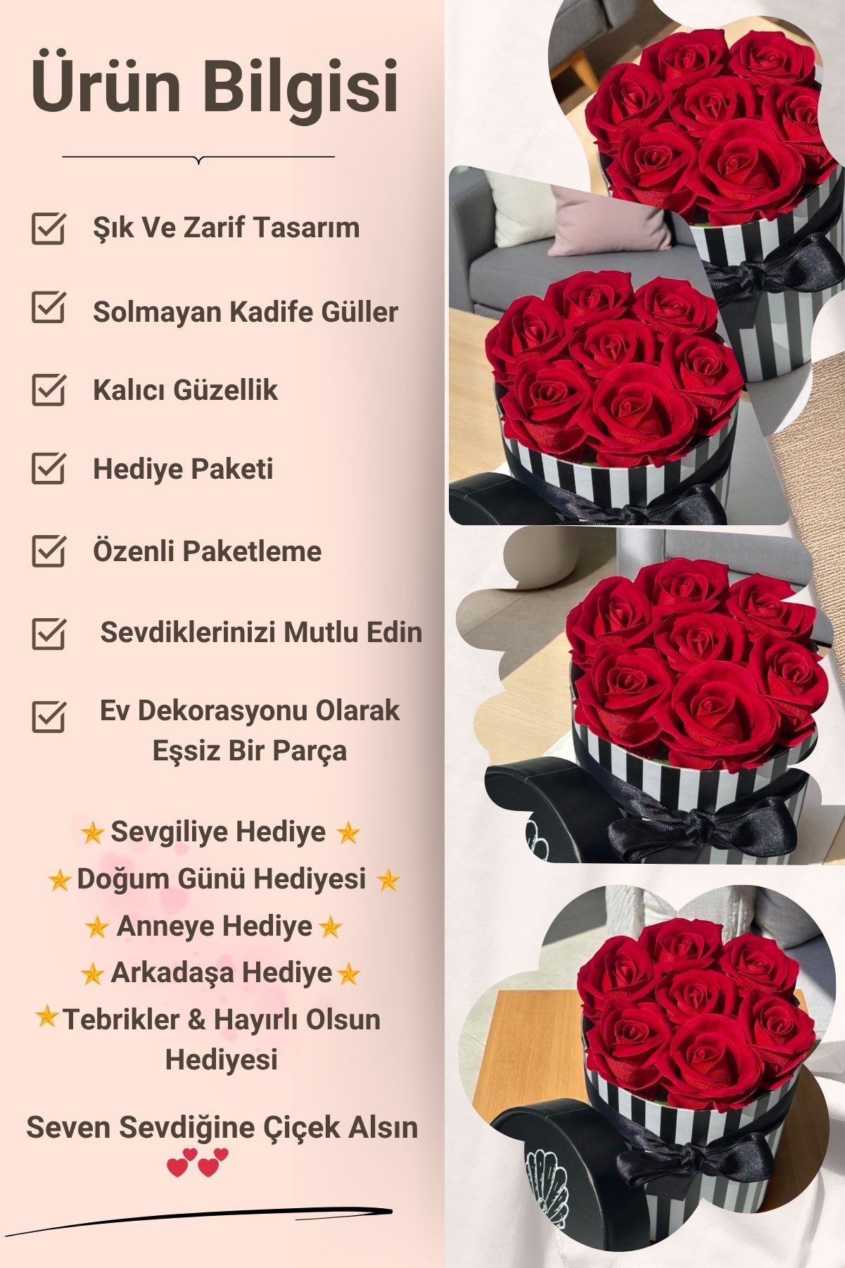 Solmayan Çiçek Buketi Kırmızı Sevgiliye Anneye Arkadaşa Hediye Doğum Günü Hediyesi