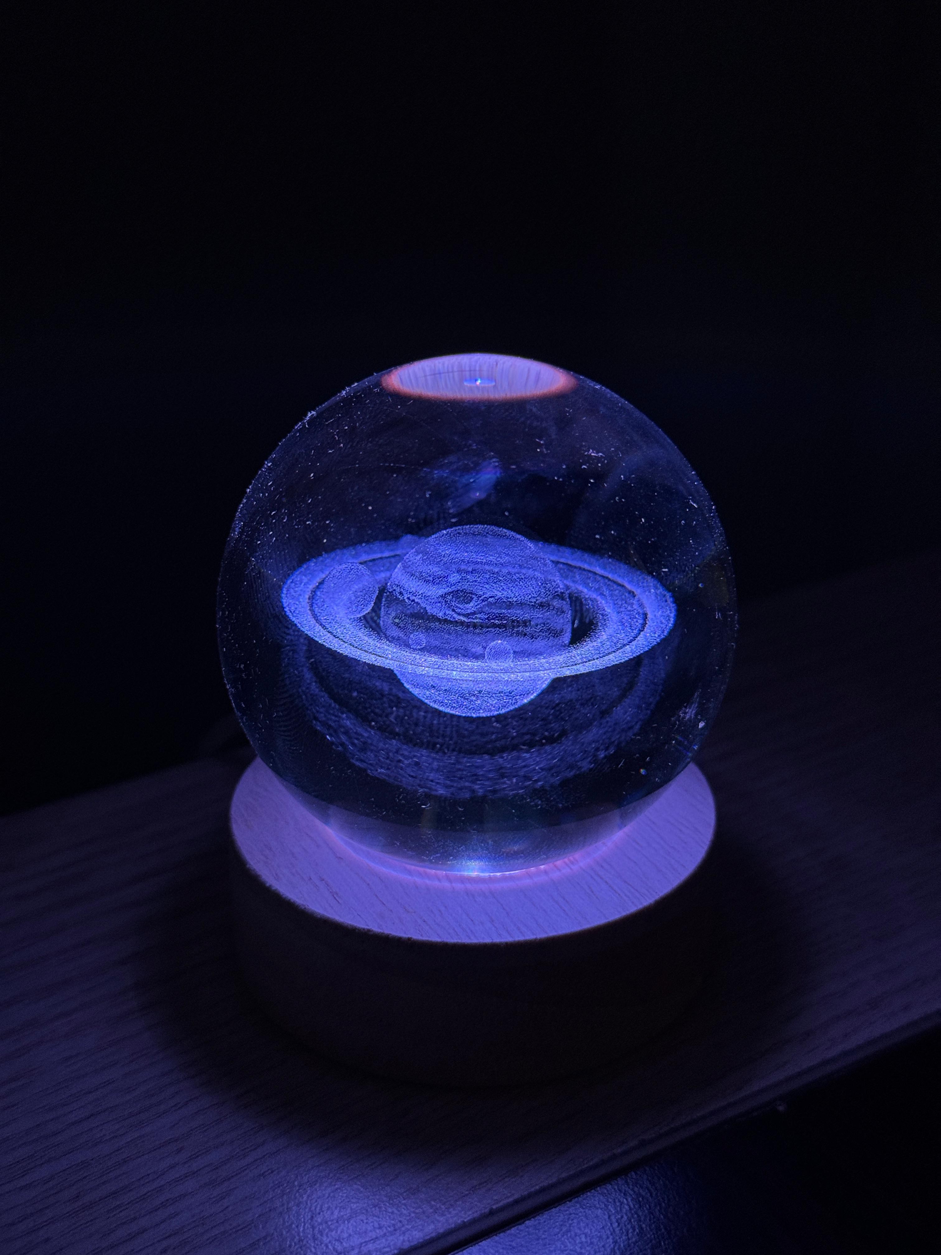Renk Değiştiren RGB Led Işıklı Samanyolu Kristal Cam Kar Küresi Sevgiliye Hediye
