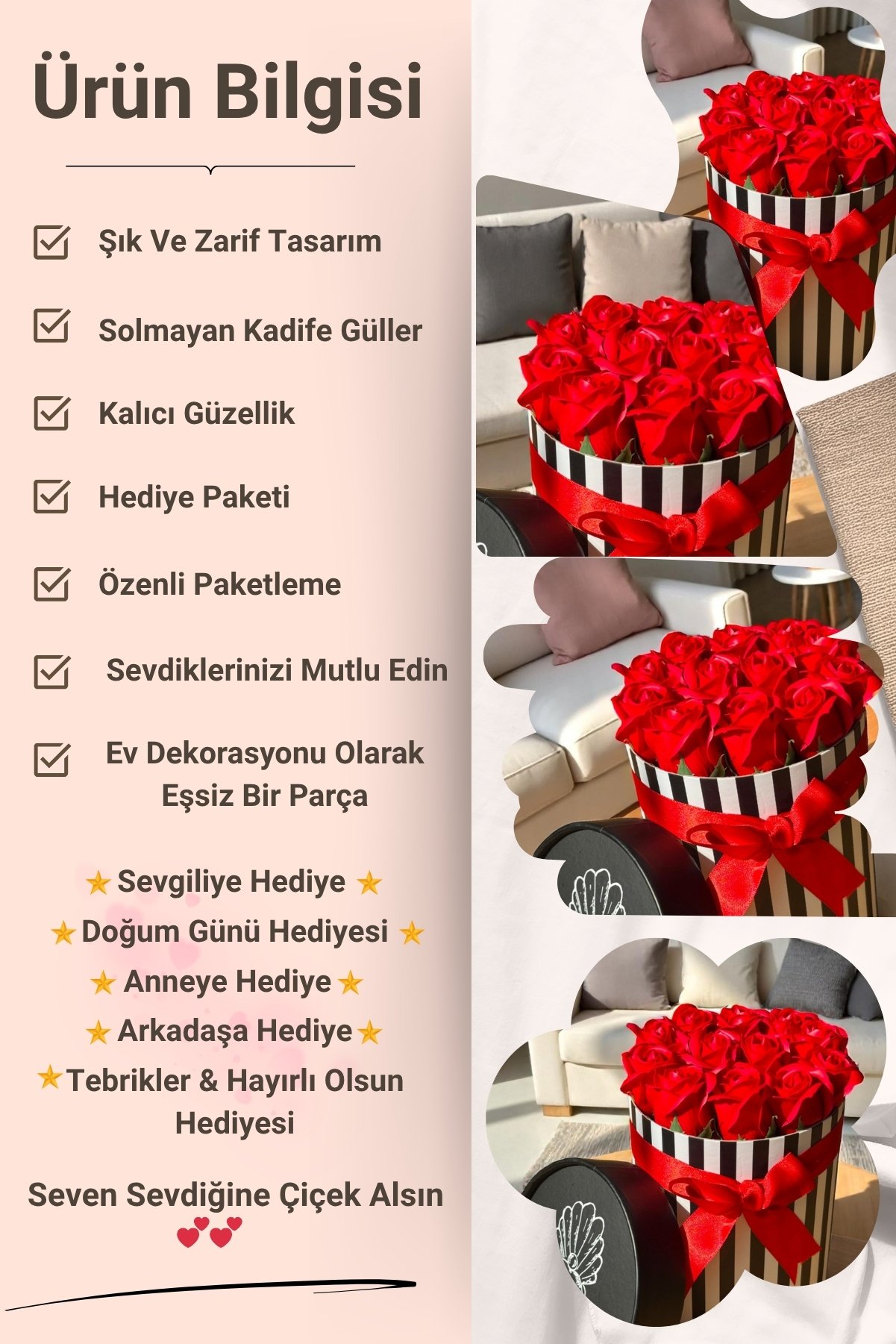 12'li Kokulu Gül Kutusu Kırmızı Hediyelik Çiçek Anneye Arkadaşa Doğum Günü Hediyesi
