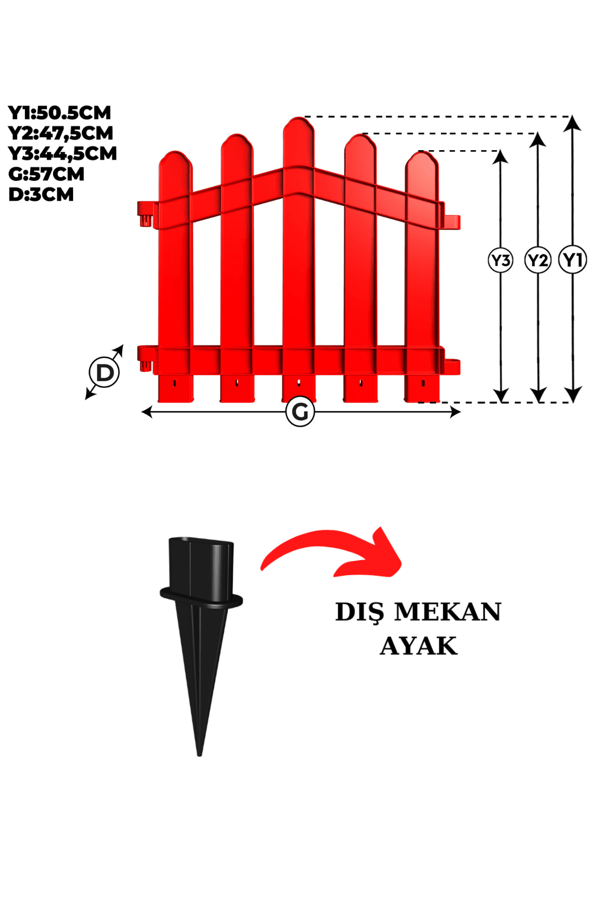 Dekoratif Plastik Bahçe ve Peyzaj Çiti 1 ADET ÇİT (Y: 50 CM / G: 55 CM) TOPRAK AYAKLI