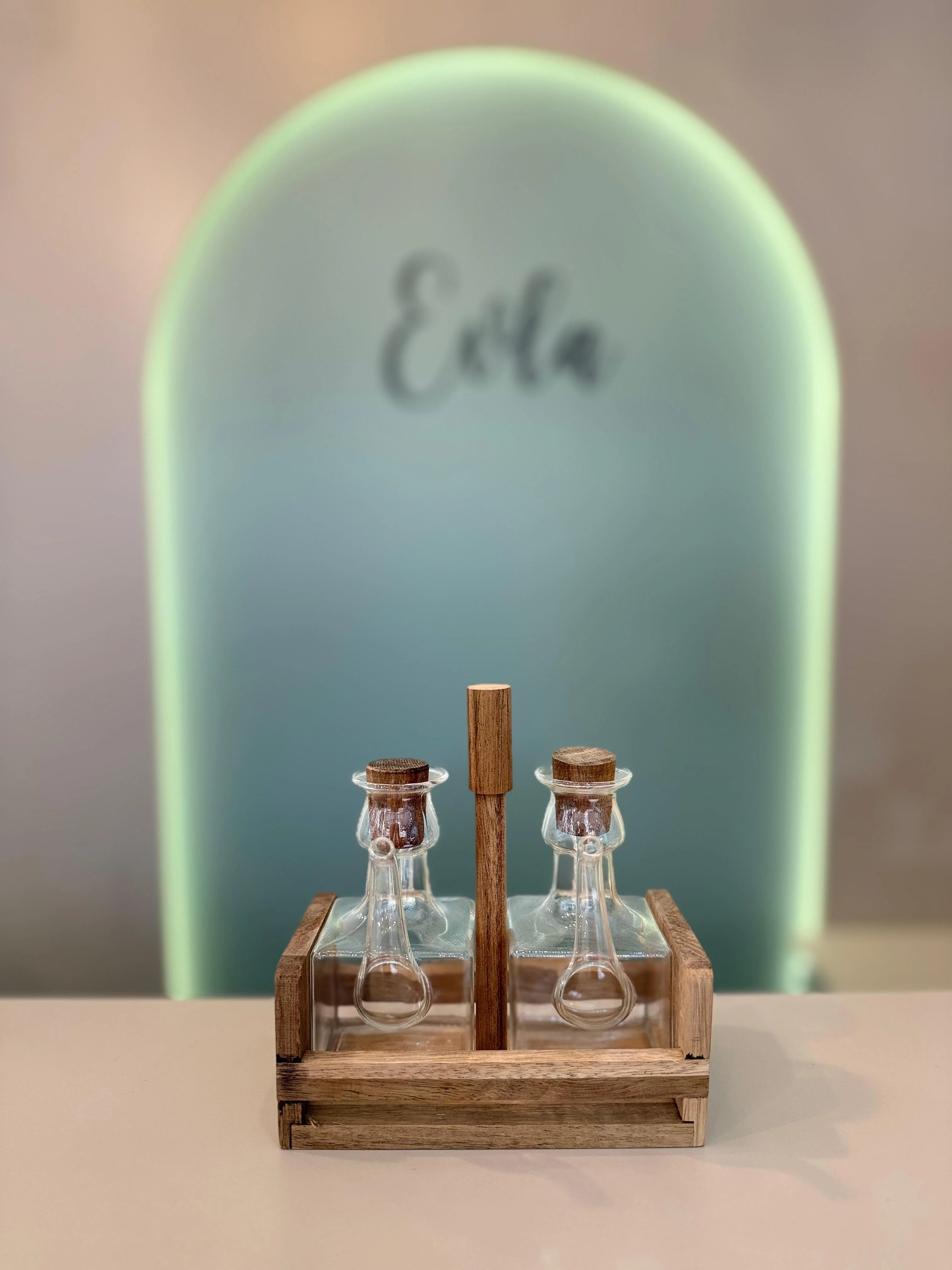 AKASYA STANDLI 2 Lİ CAM YAĞLIK 