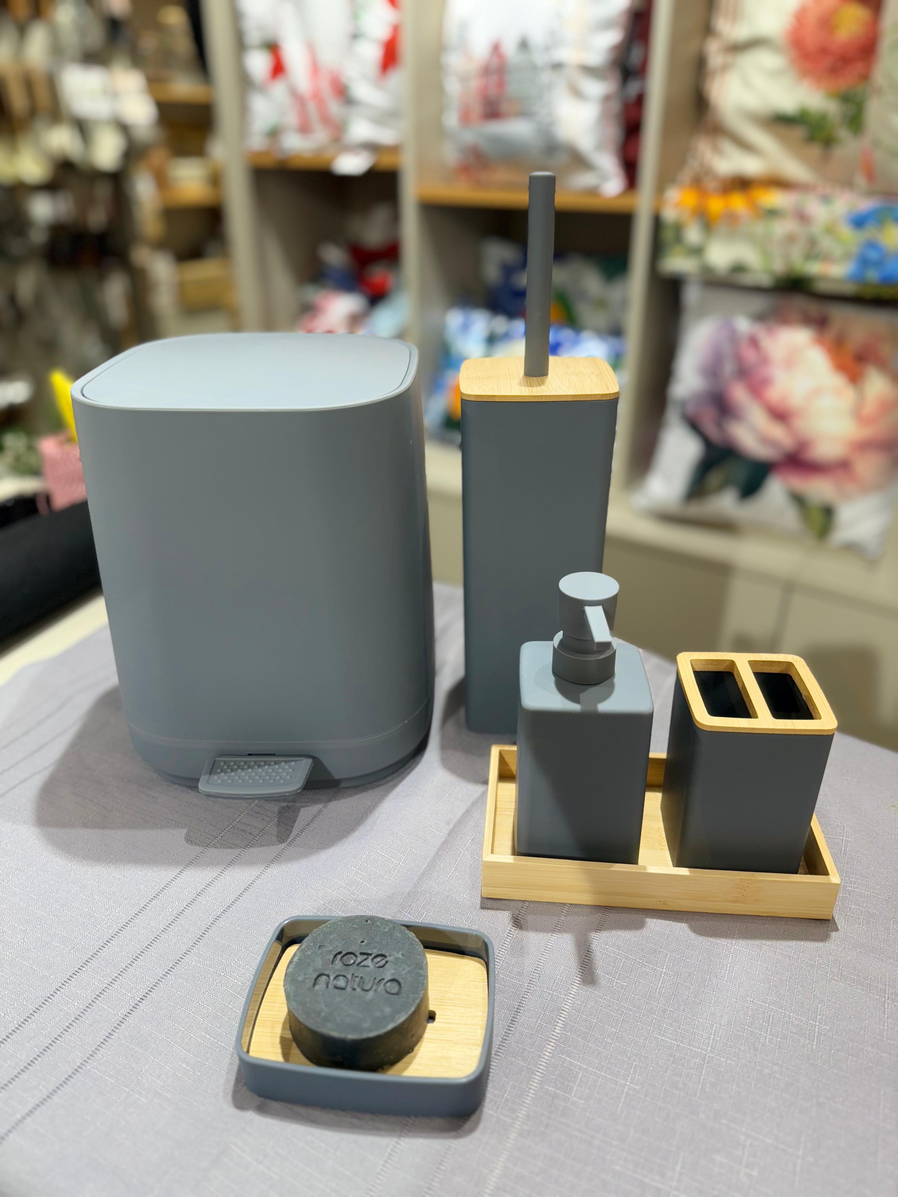 AKRİLİK BAMBU 6 PARÇA BANYO SETİ