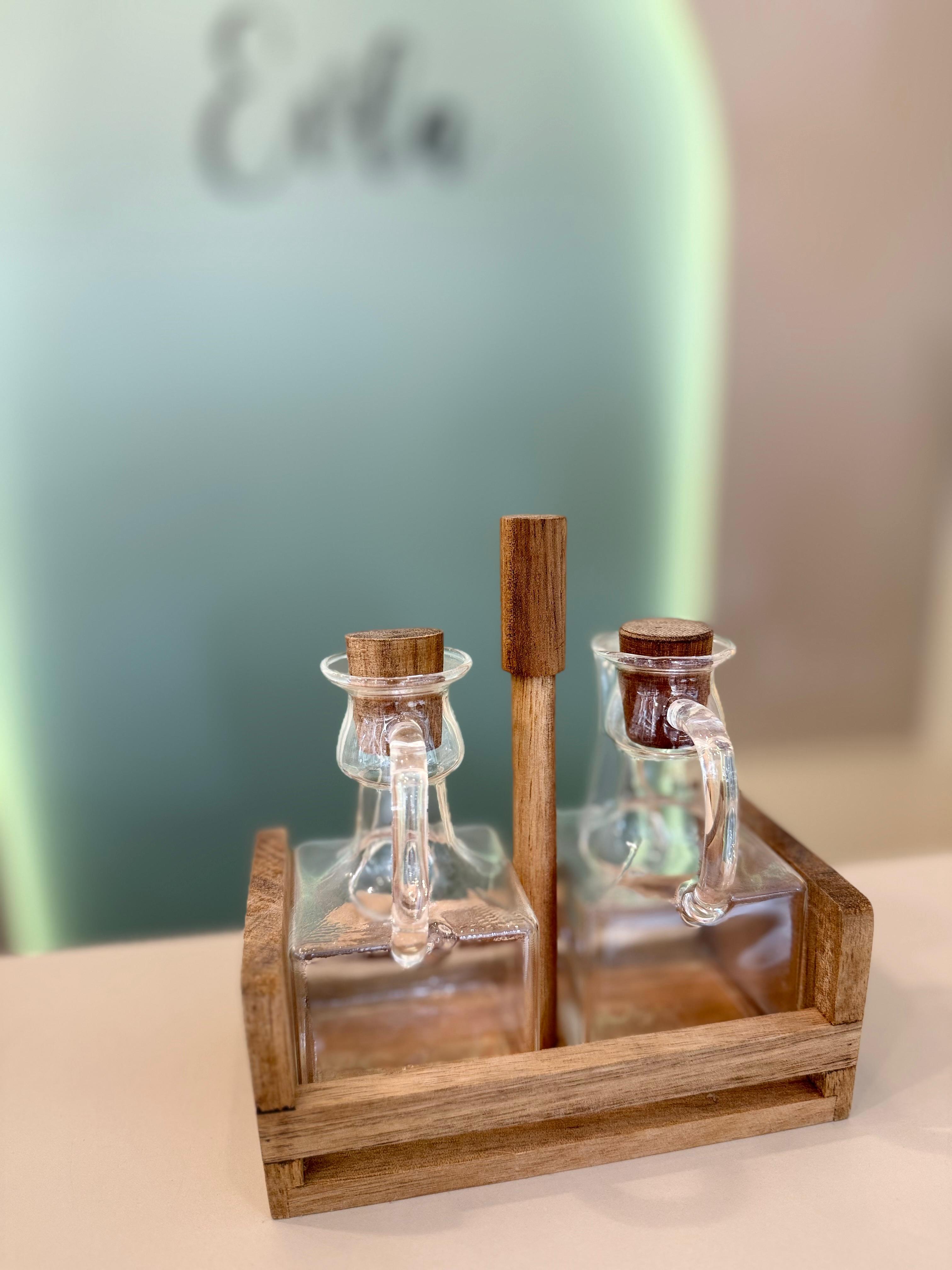 AKASYA STANDLI 2 Lİ CAM YAĞLIK 