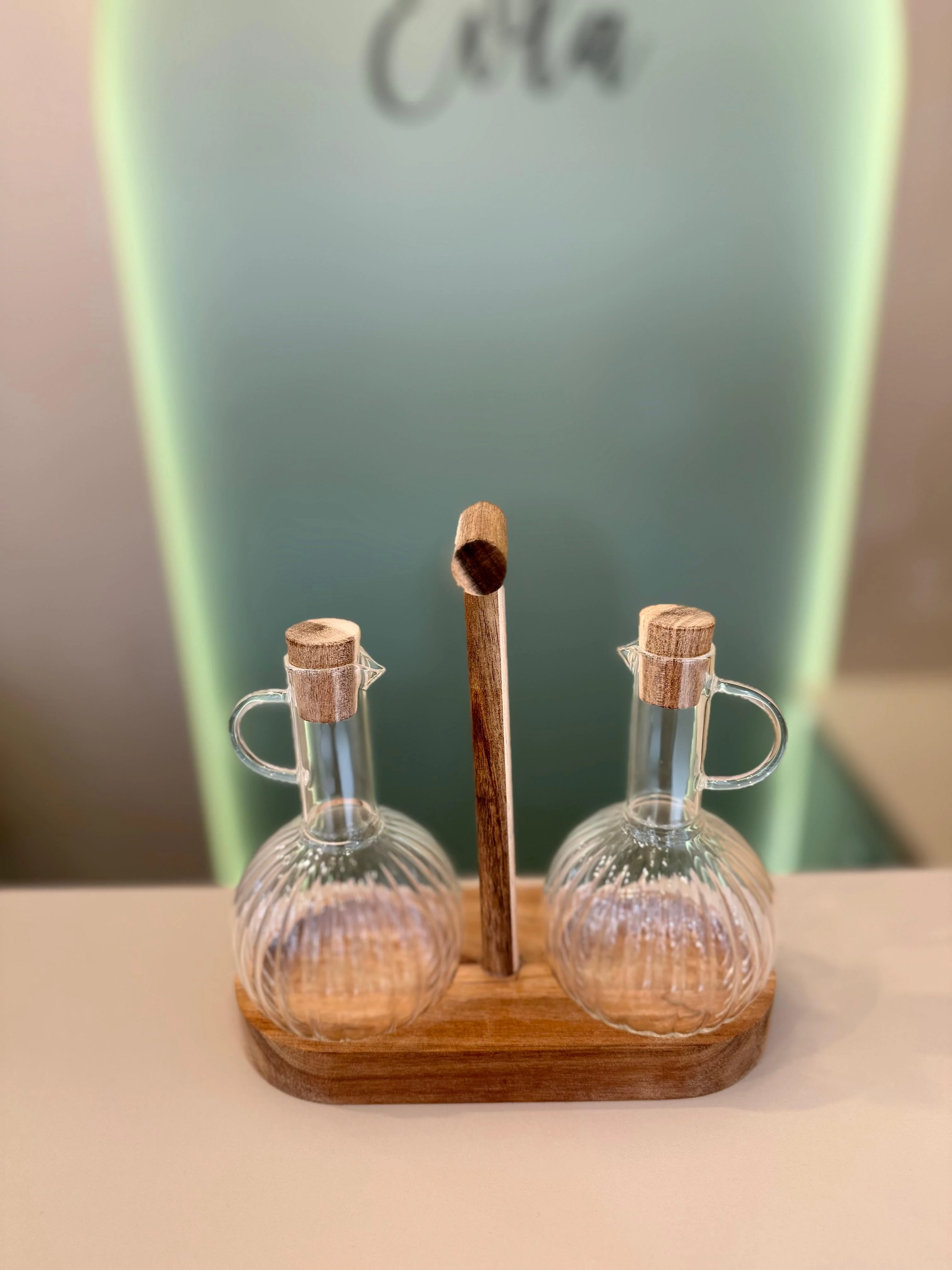 AKASYA STANDLI 2 Lİ CAM YAĞLIK