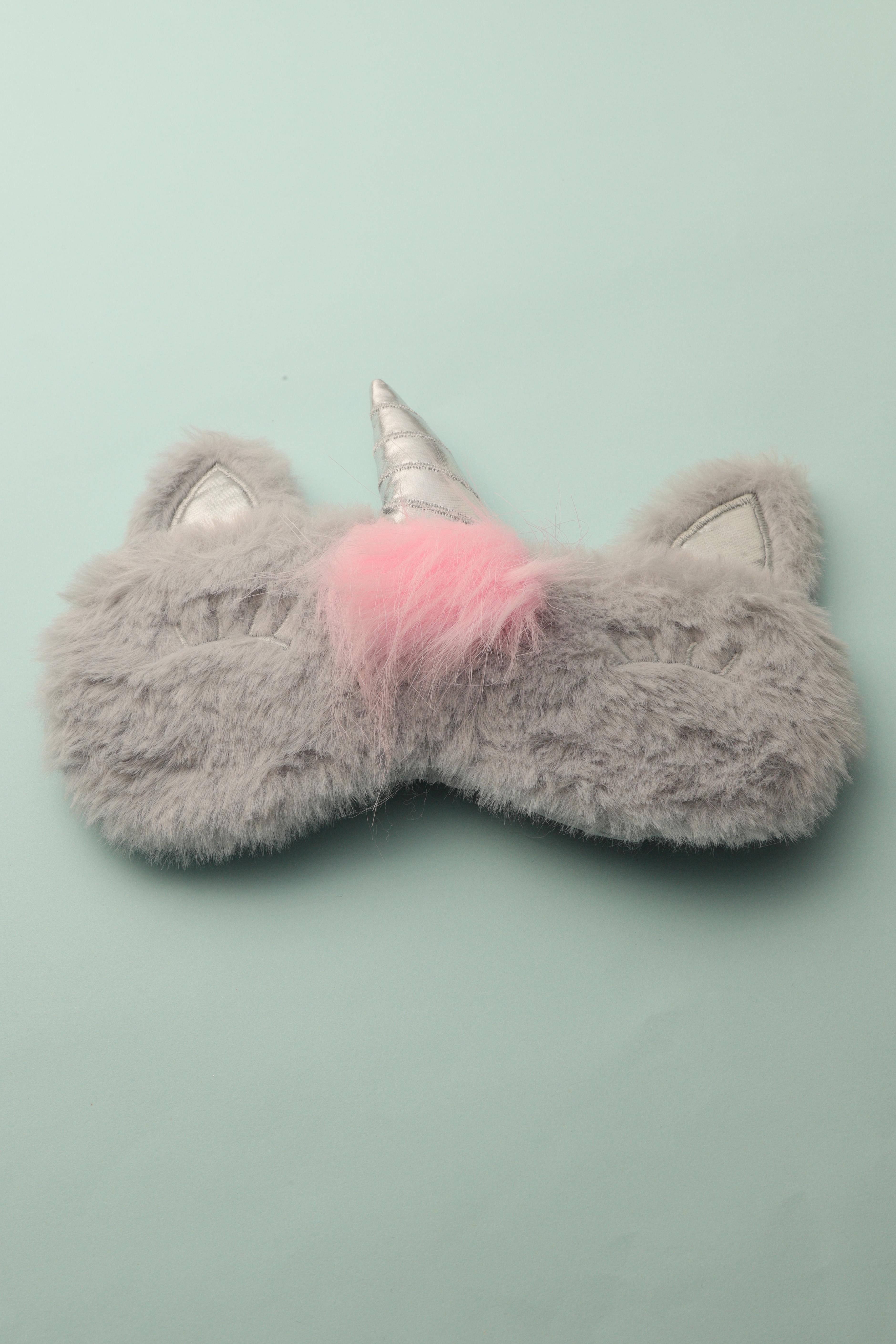 Sevimli Unicorn Uyku Göz Bandı-Maskesi - Gri