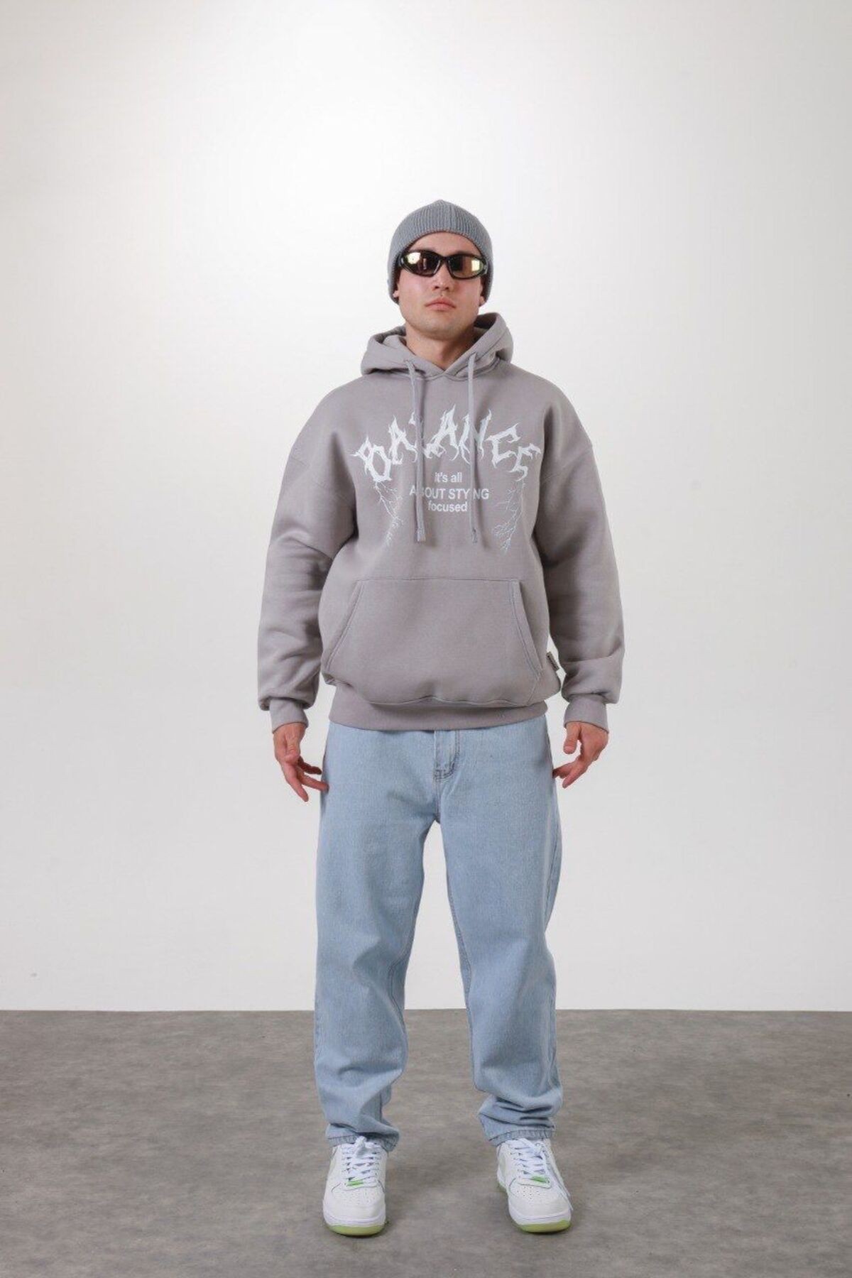 erkek kapşonlu oversıze sweatshirt