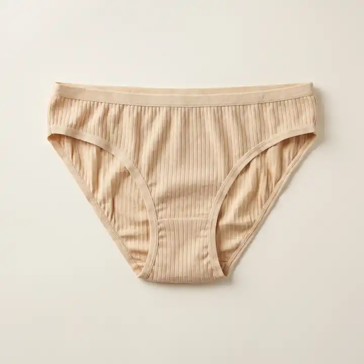 Kadın Ten Rengi Ribana (Fitilli) Pamuklu Esnek Bikini Külot – görsel 2