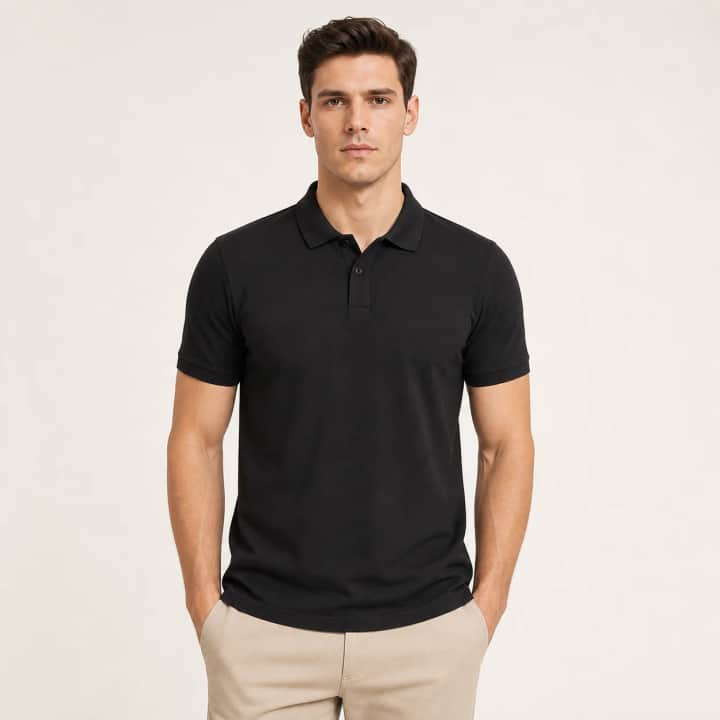 İncili Tekstil Premium Polo Yaka Erkek Tişört - Siyah