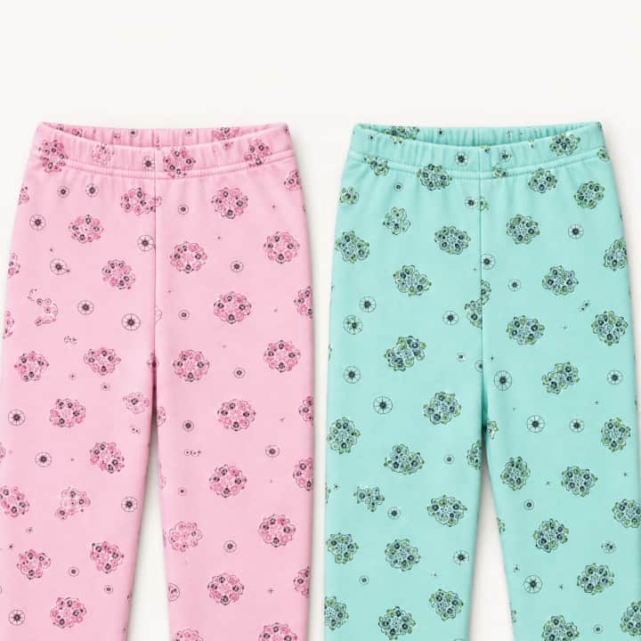 5'li Kız Çocuk İçi Şardonlu Kışlık Tayt - Pembe ve Mint Yeşili Set – görsel 3