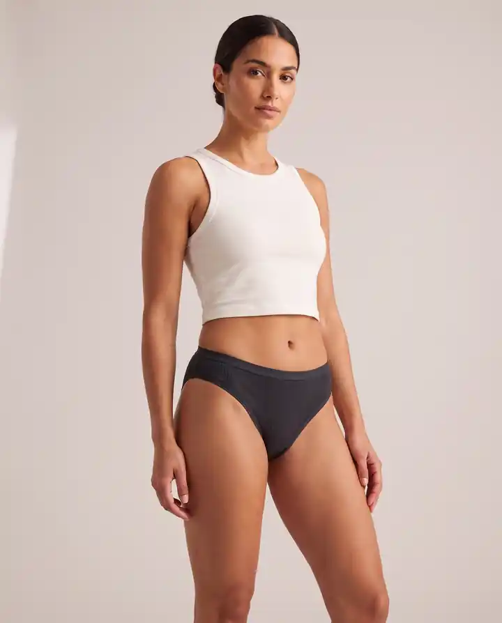 Siyah Kaşkorse Fitilli Yüksek Konfor Kadın Bikini Slip
